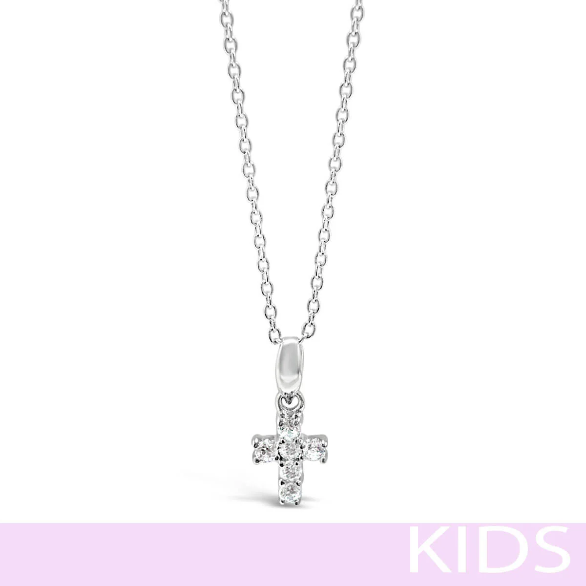 Absolute Kids Silver Small Crystal Cross & Chain