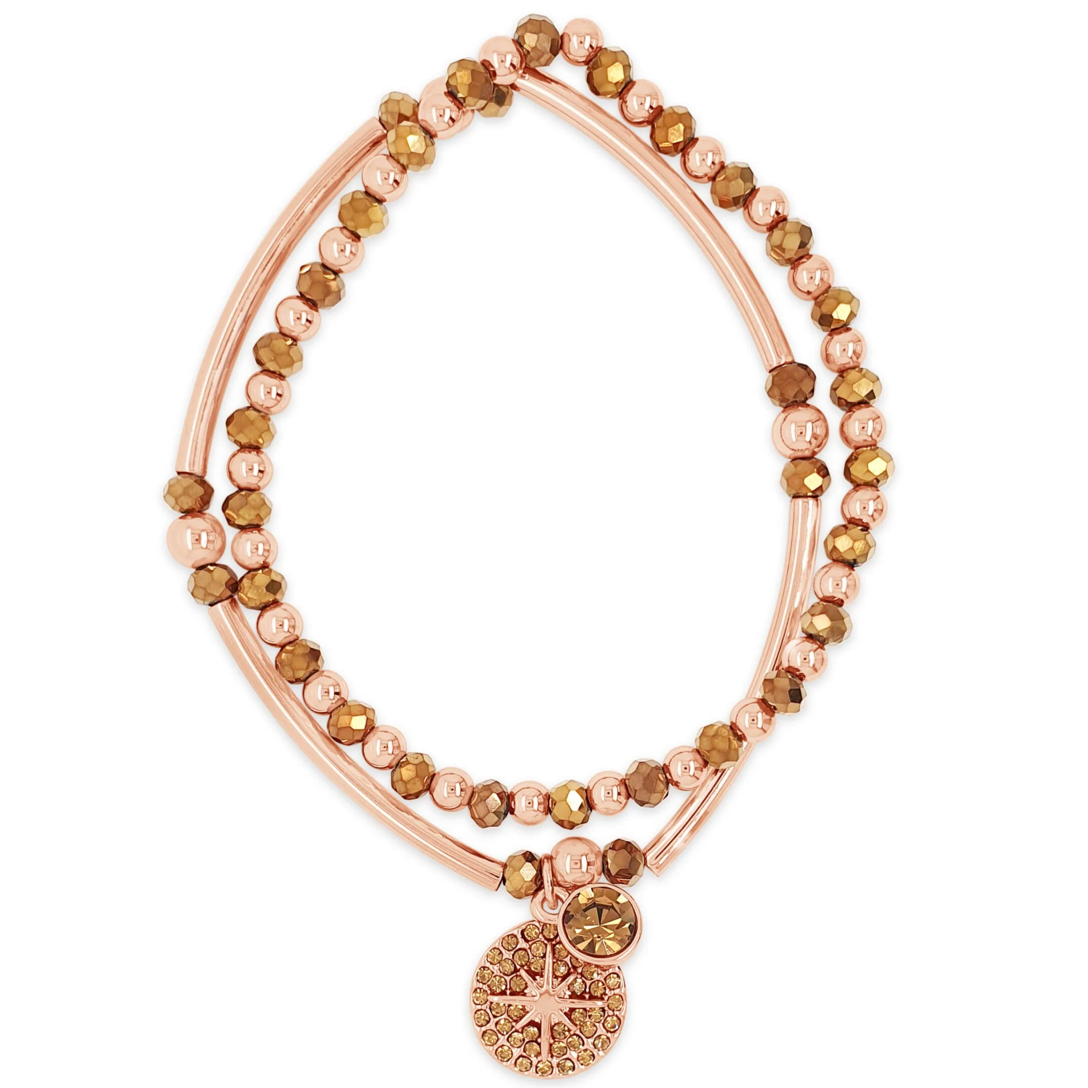 Absolute Rose Gold Bronze Beaded Bracelet