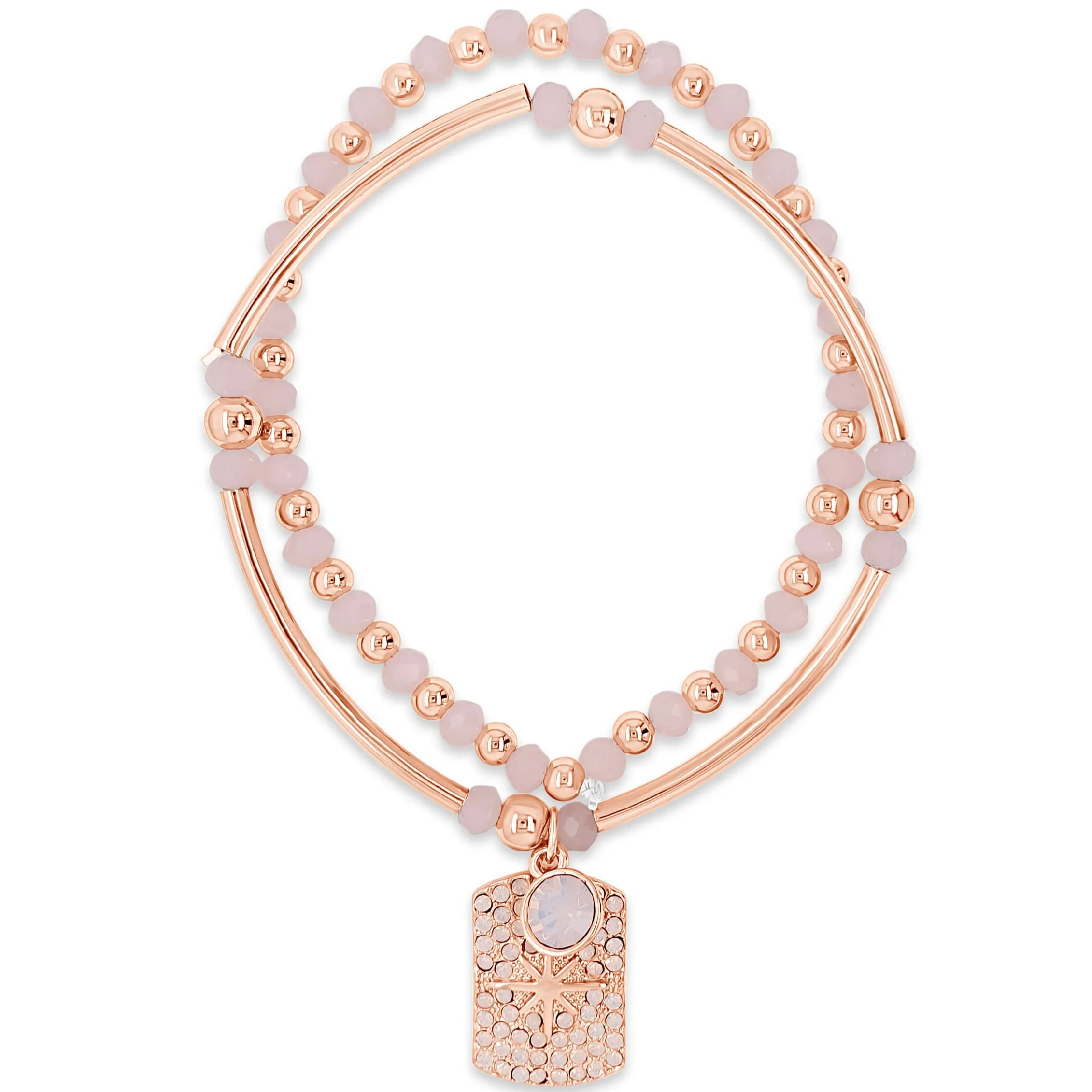 Absolute Rose Gold & Pink Bead Tag Bracelet