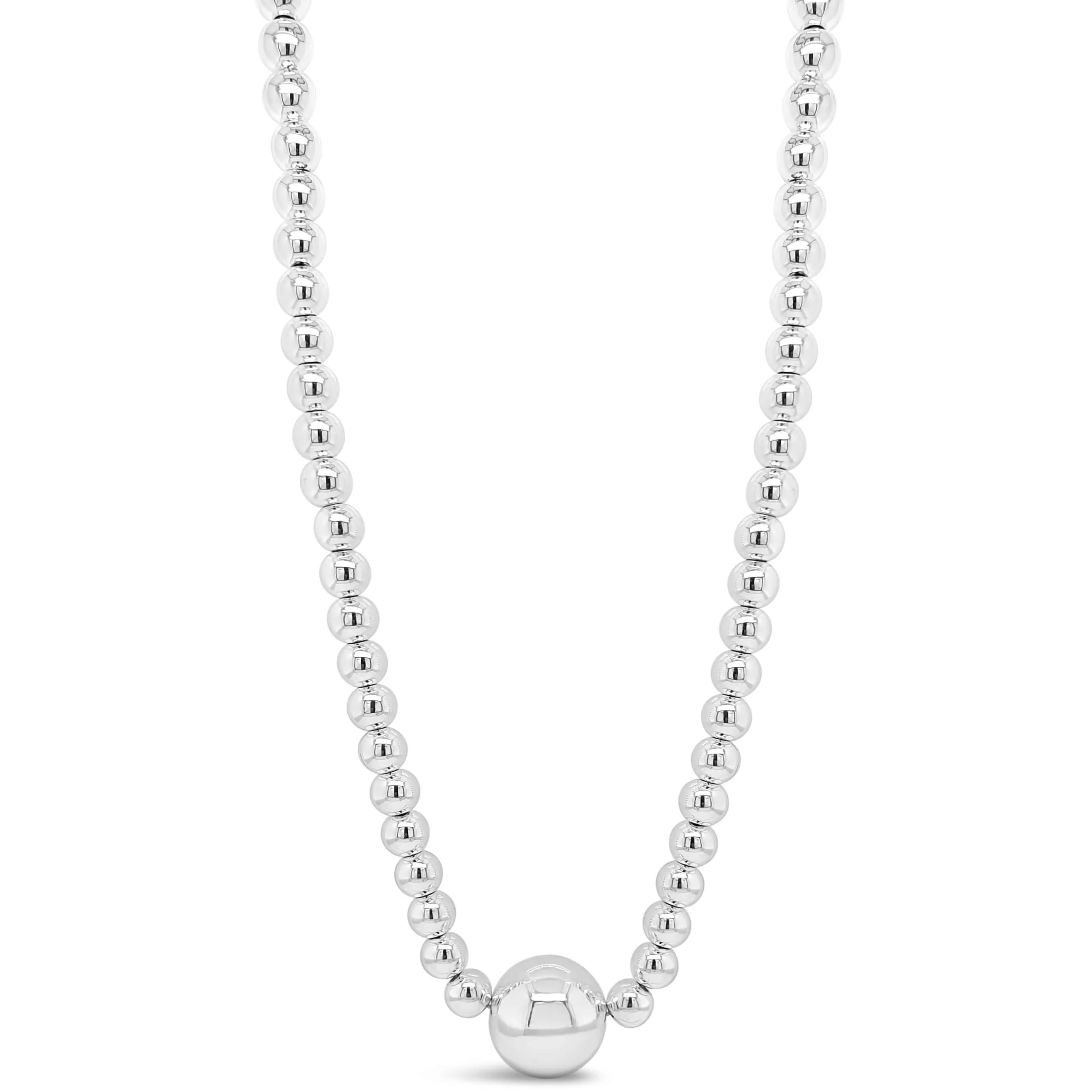 Absolute Silver Bead Chain With Large Sphere Necklace