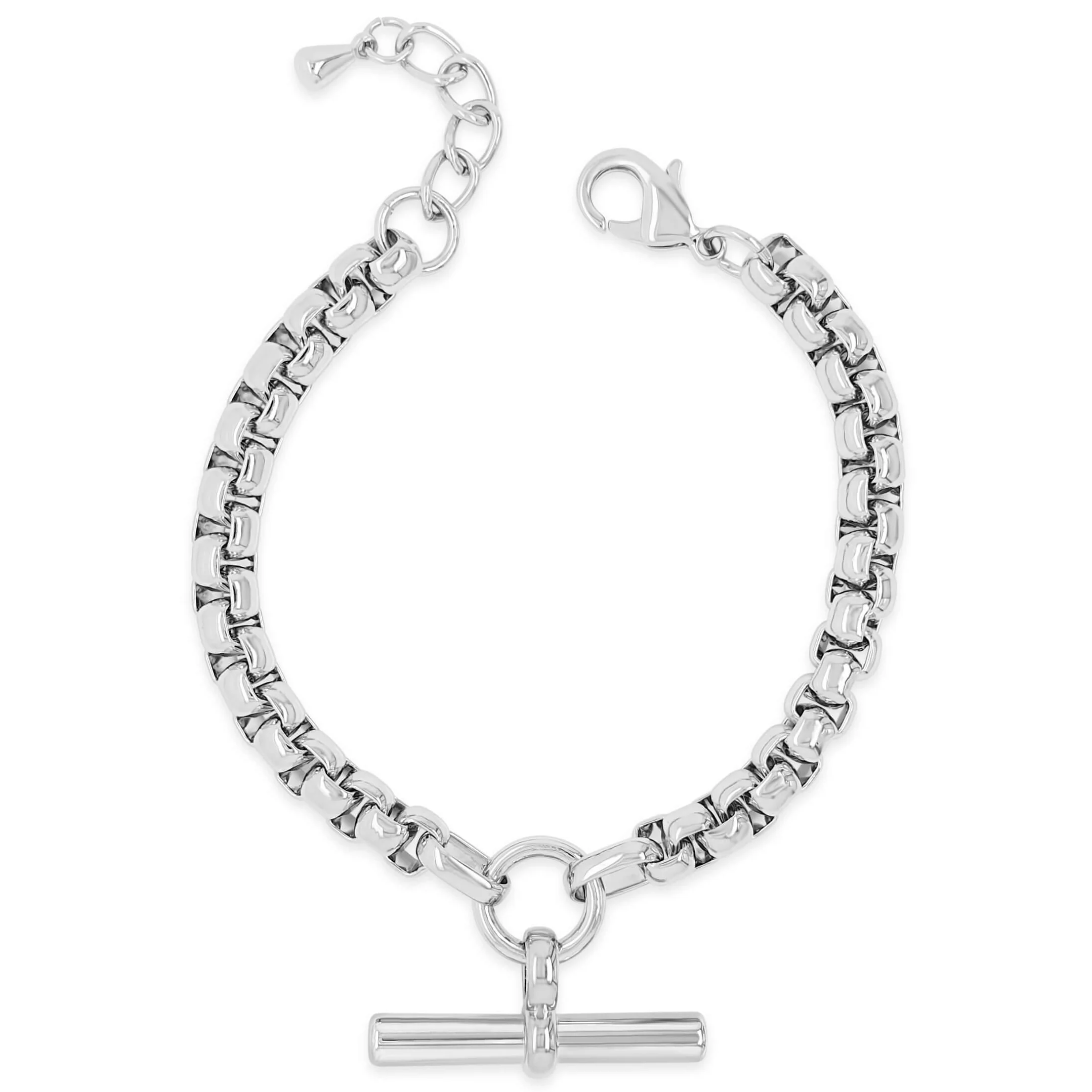 Absolute Silver Chubby Round Link TBar Bracelet