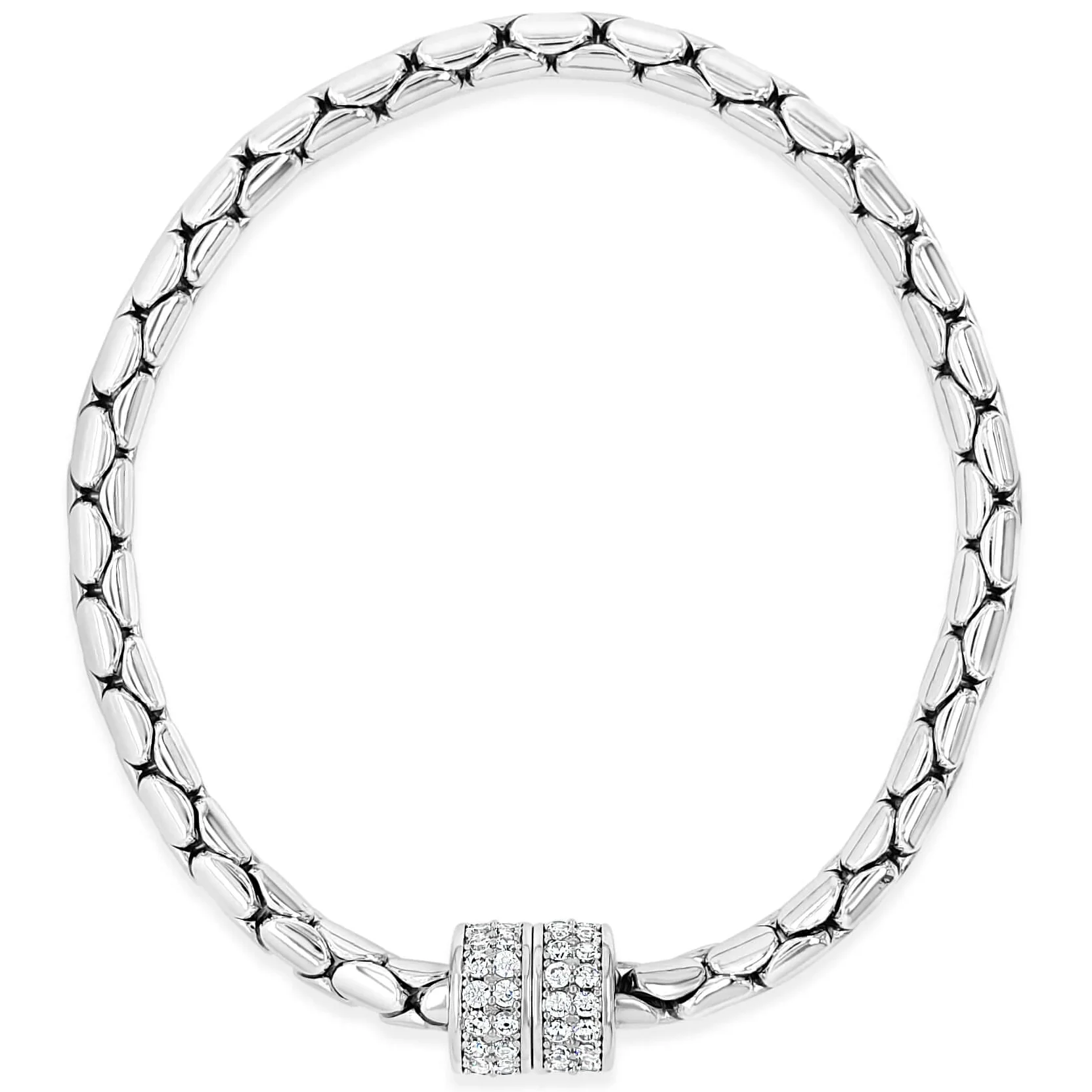 Absolute Silver Chubby Snake Chain Magnetic Closure Bracelet