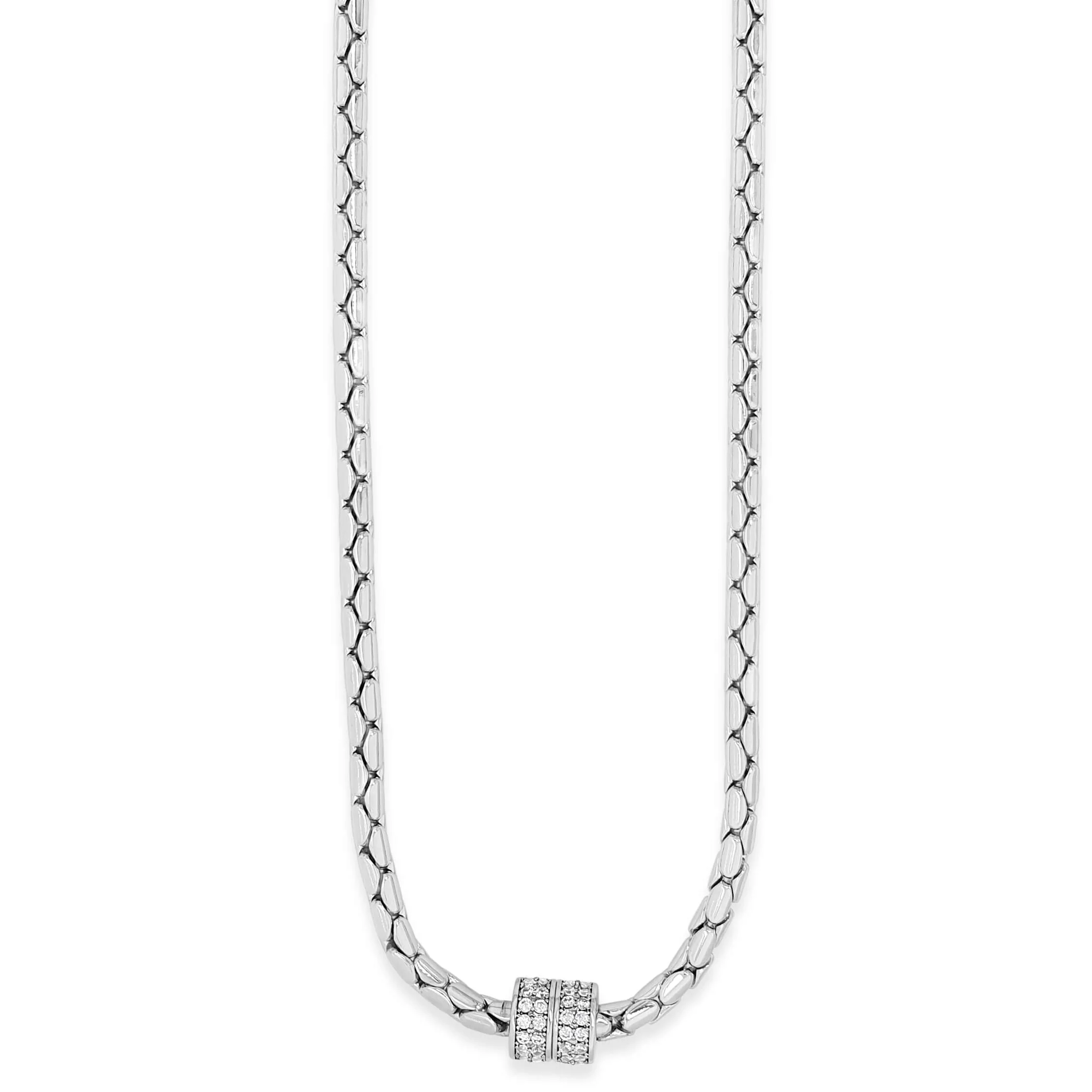 Absolute Silver Chubby Snake Chain Magnetic Closure Necklace