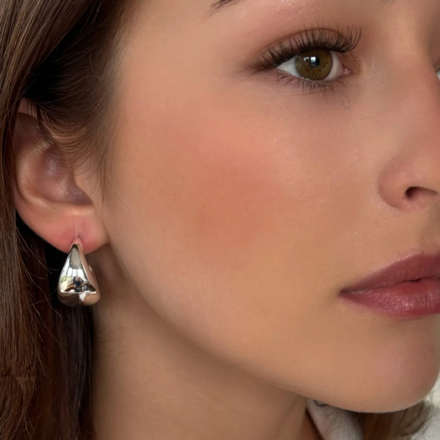 Absolute Silver Chunky Half Hoop Earrings - Image 2
