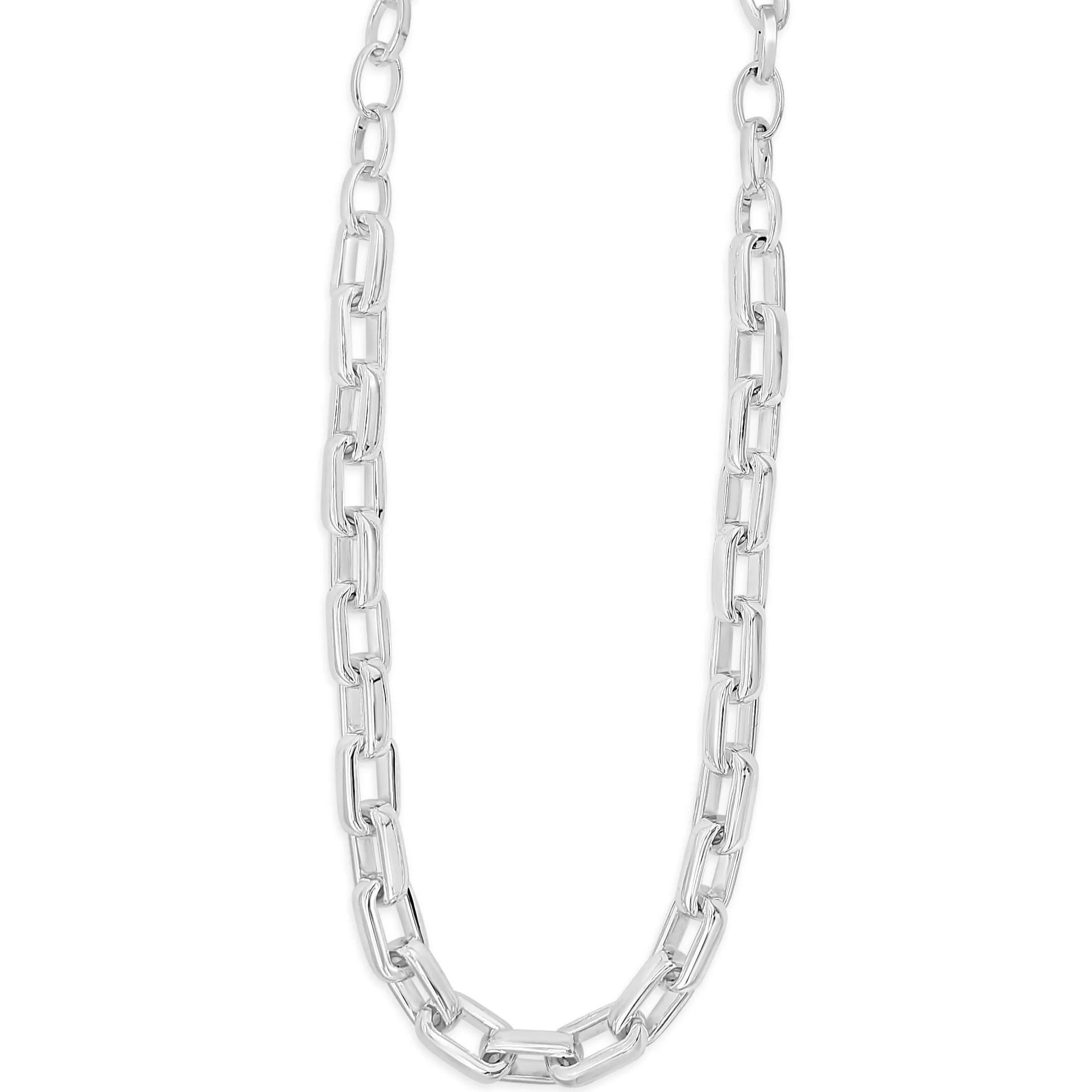 Absolute Silver Chunky Rectangle Link Necklace