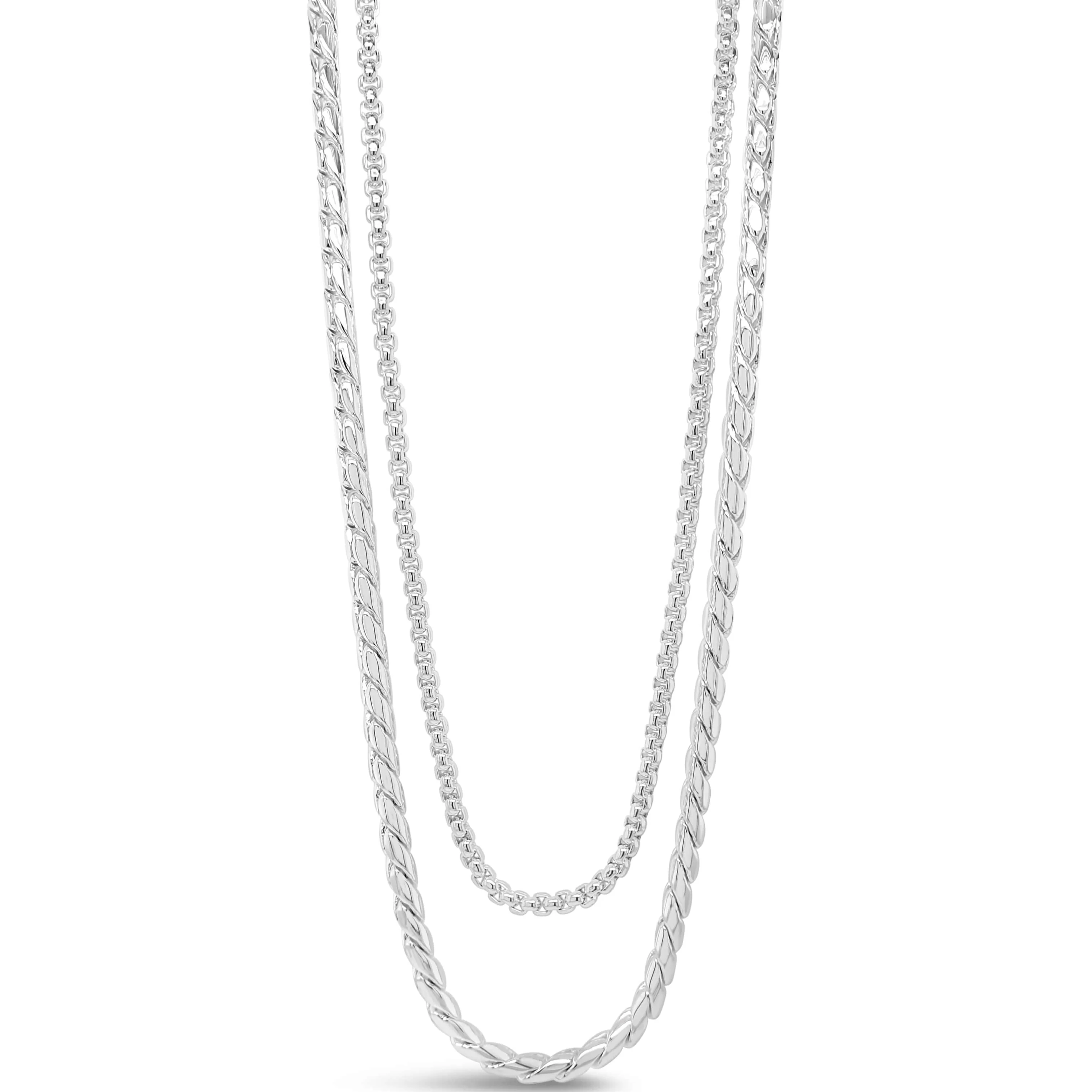 Absolute Silver Double Rope Chain Necklace