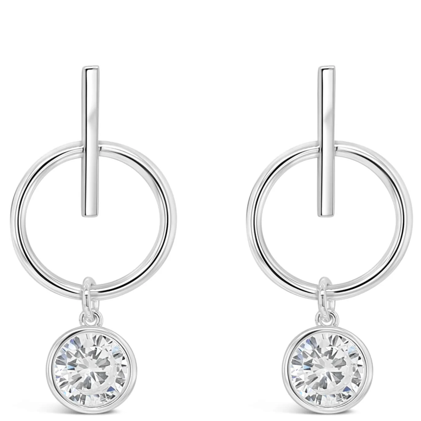 Absolute Silver Drop Circle Earrings