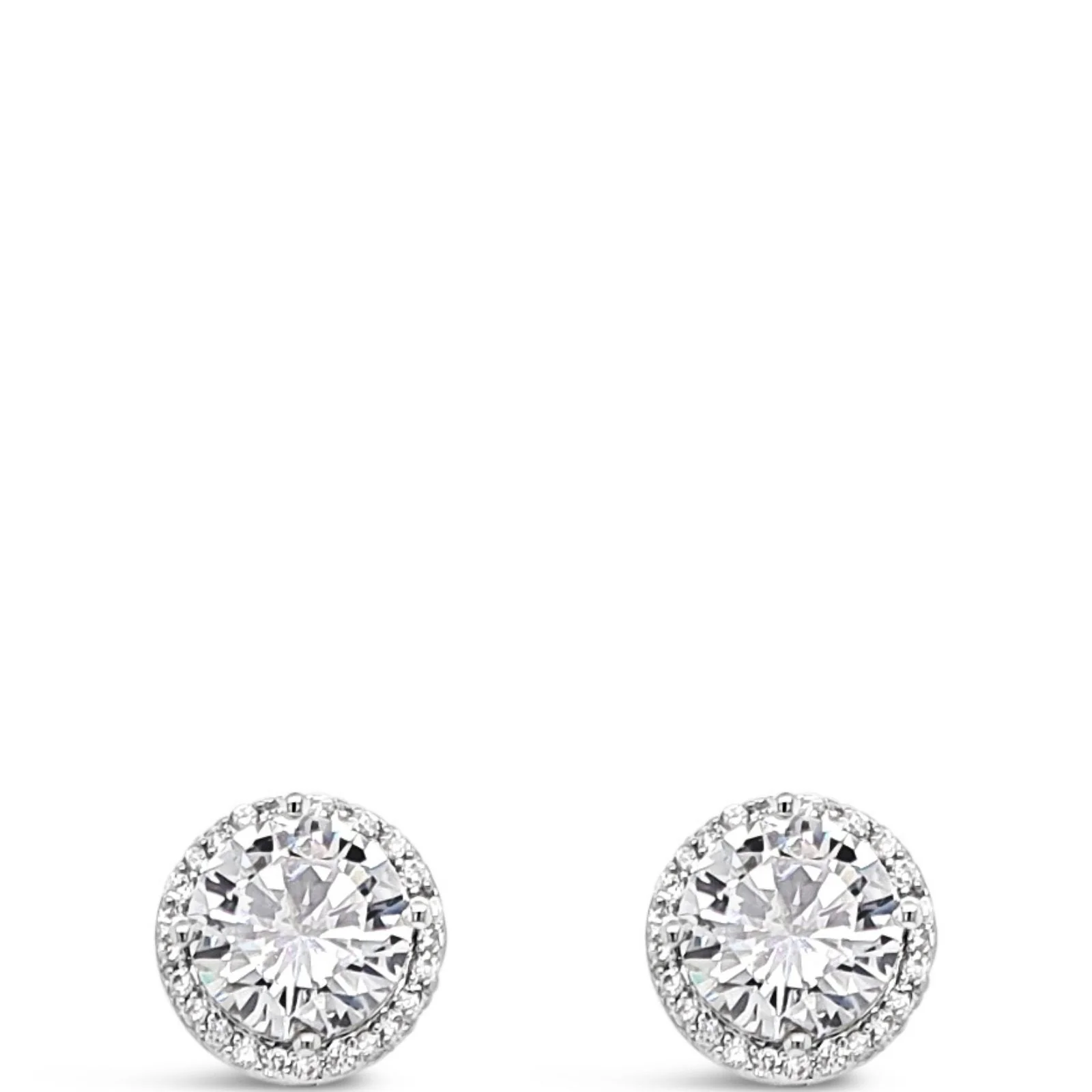 Absolute Silver Halo Crystal Clip On Earrings