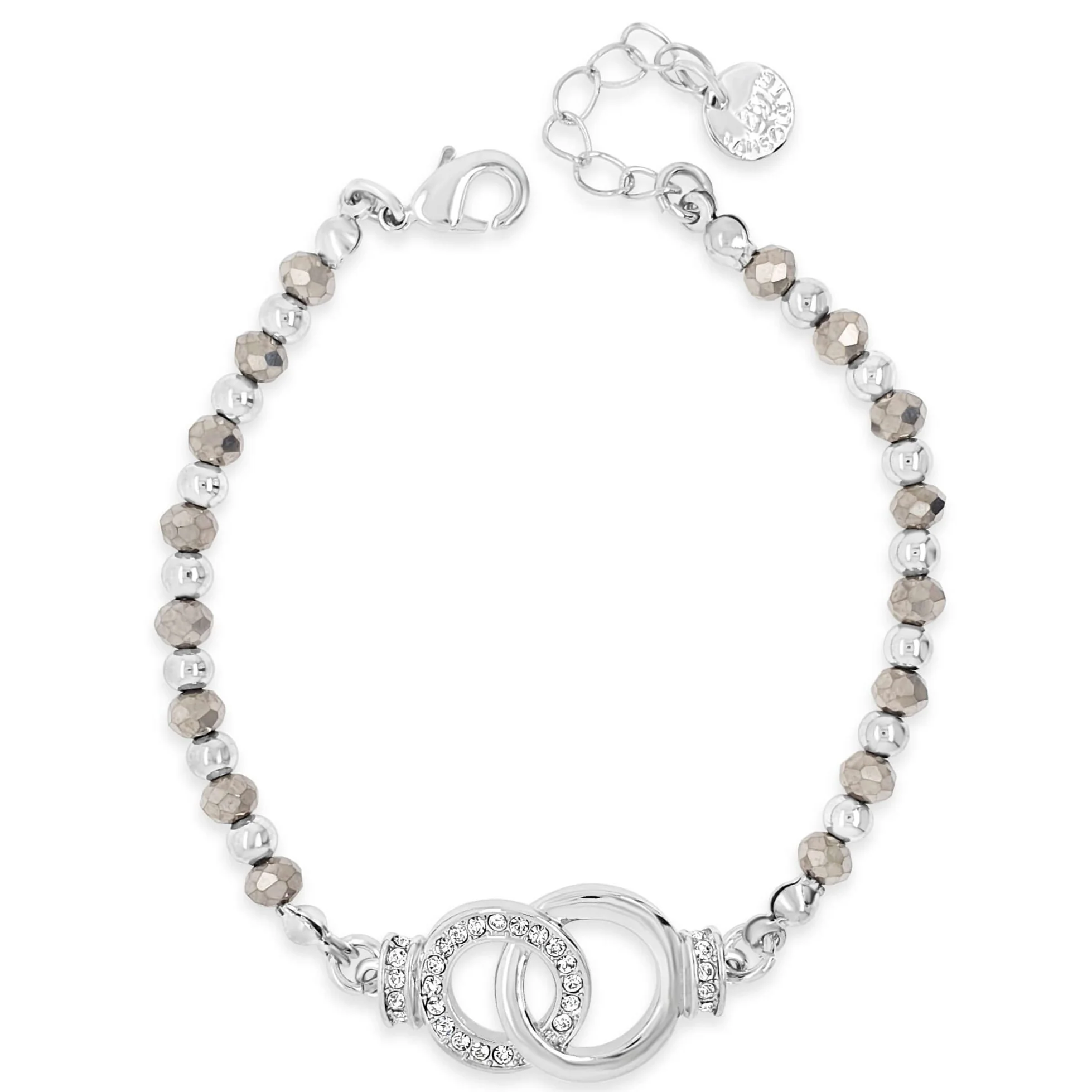 Absolute Silver & Hematite Entwined Halo Bead Bracelet