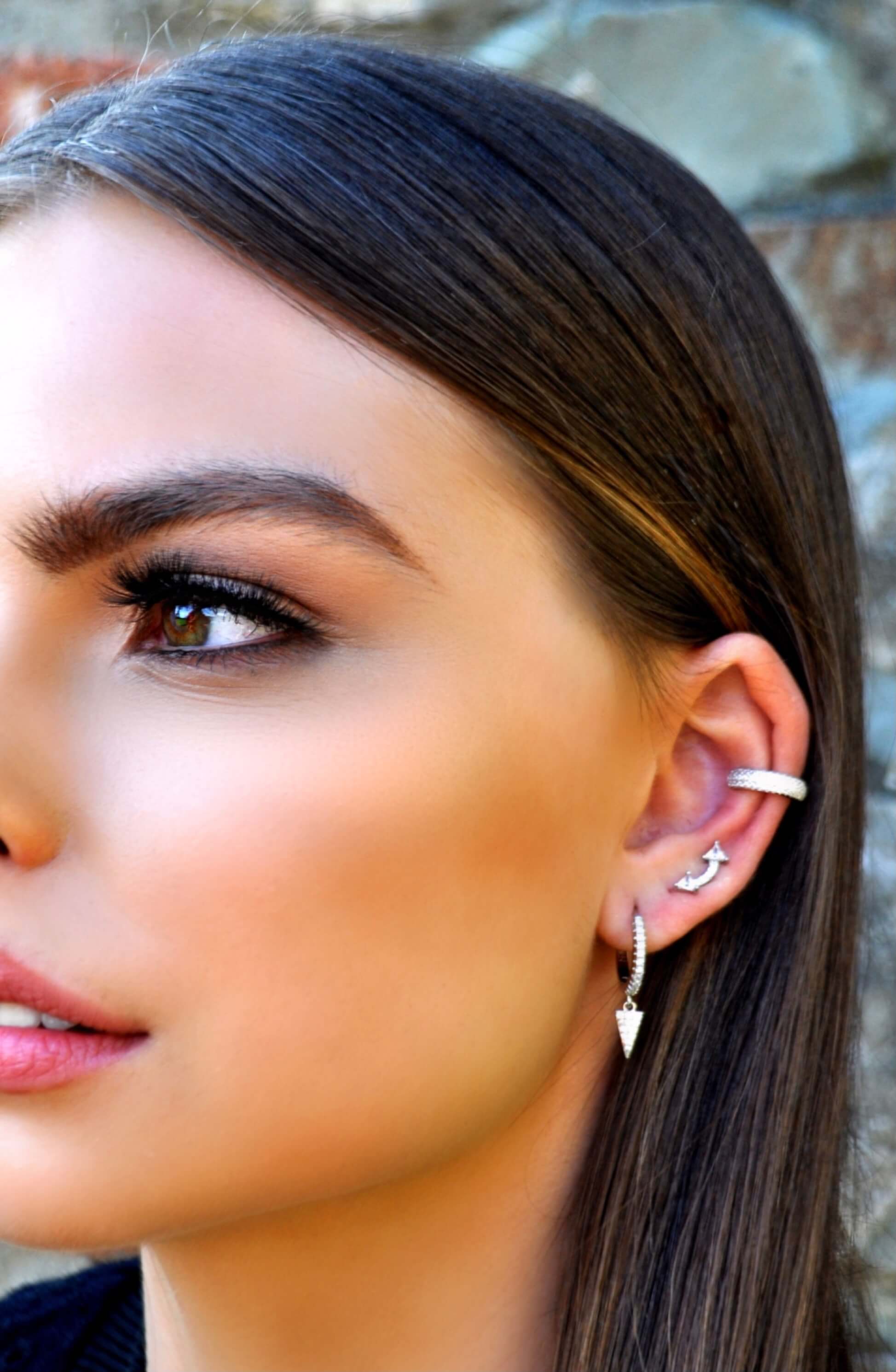 Absolute Silver Hoop Earrings - Spike Charm - Image 2