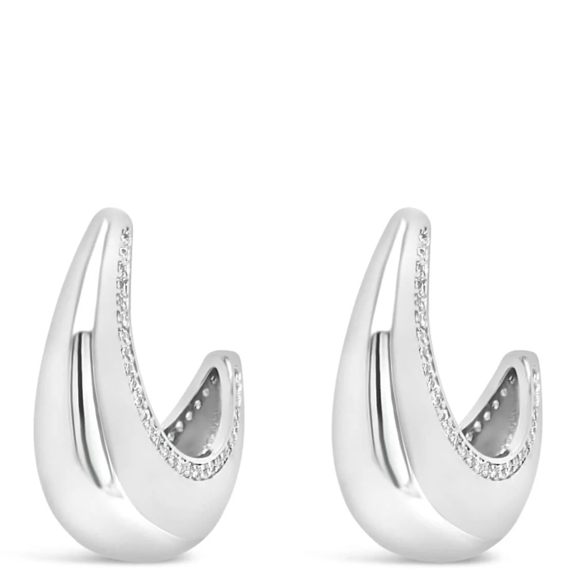 Absolute Silver Large Chubby Half Hoop Earrings