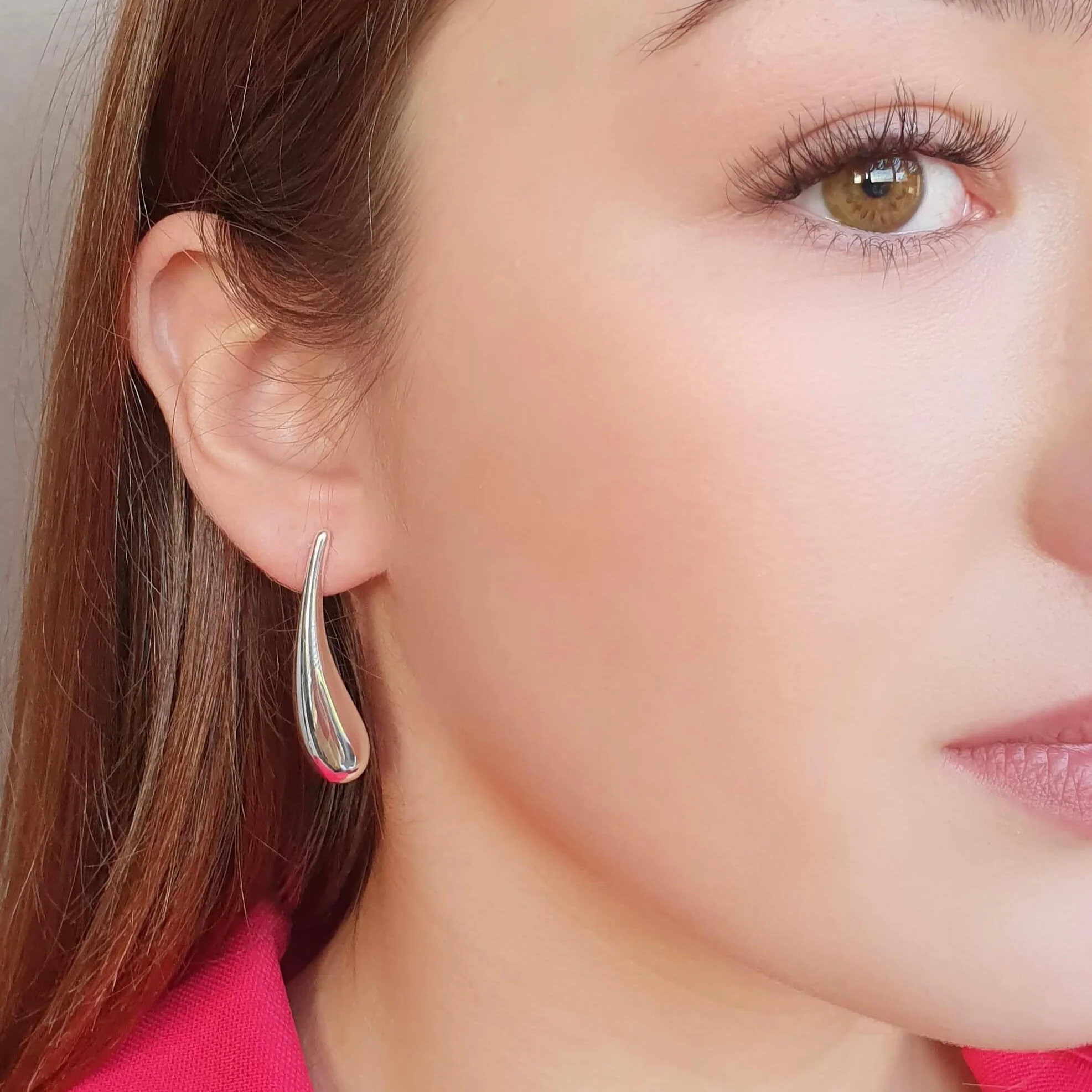 Absolute Silver Long Drop Statement Earrings - Image 2