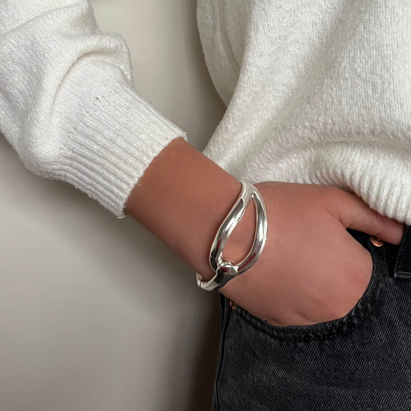 Absolute Silver Loop Stretch Bangle - Image 2