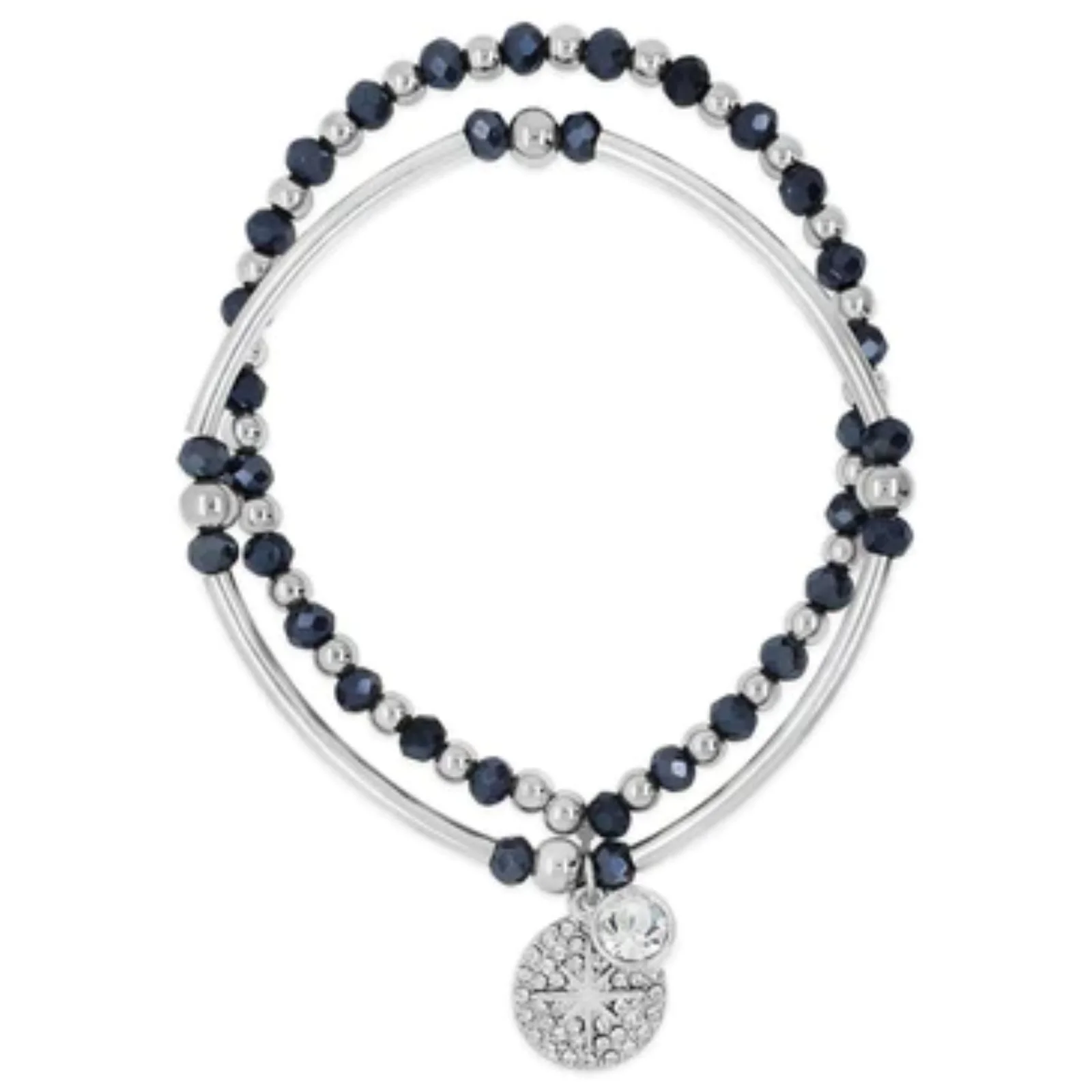 Absolute Silver Navy Blue Beaded Bracelet