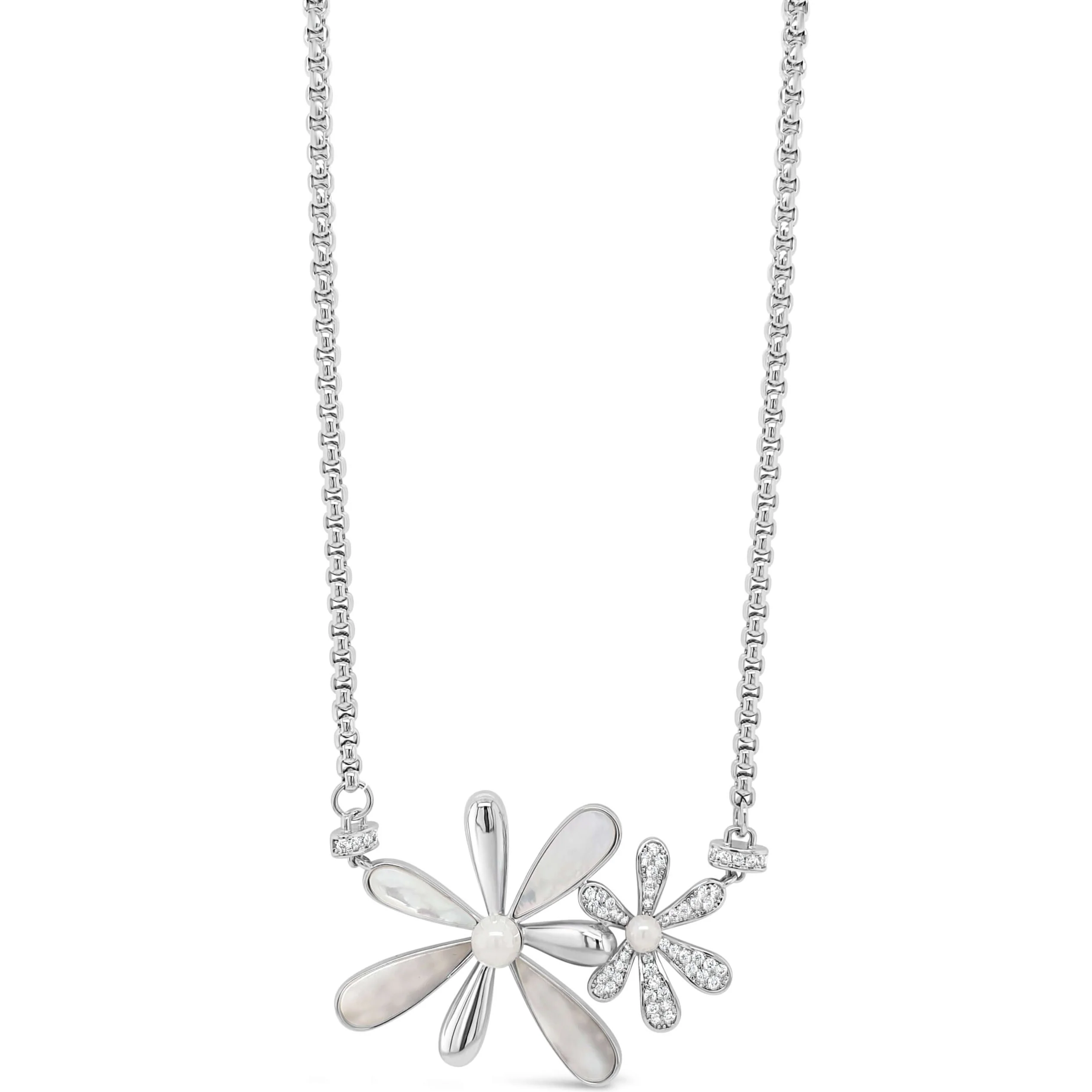 Absolute Silver & Opal Flower Faceted Necklace