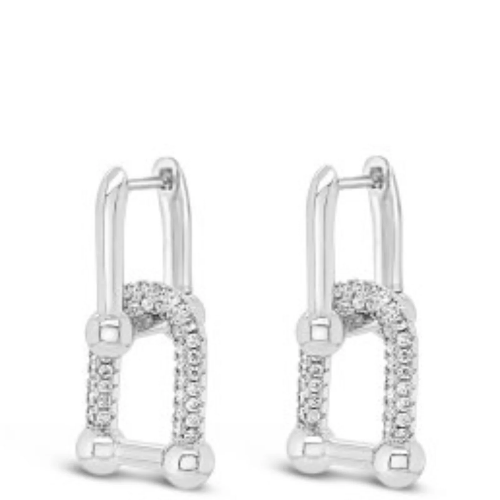 Absolute Silver Oval Chain Linked Earrings