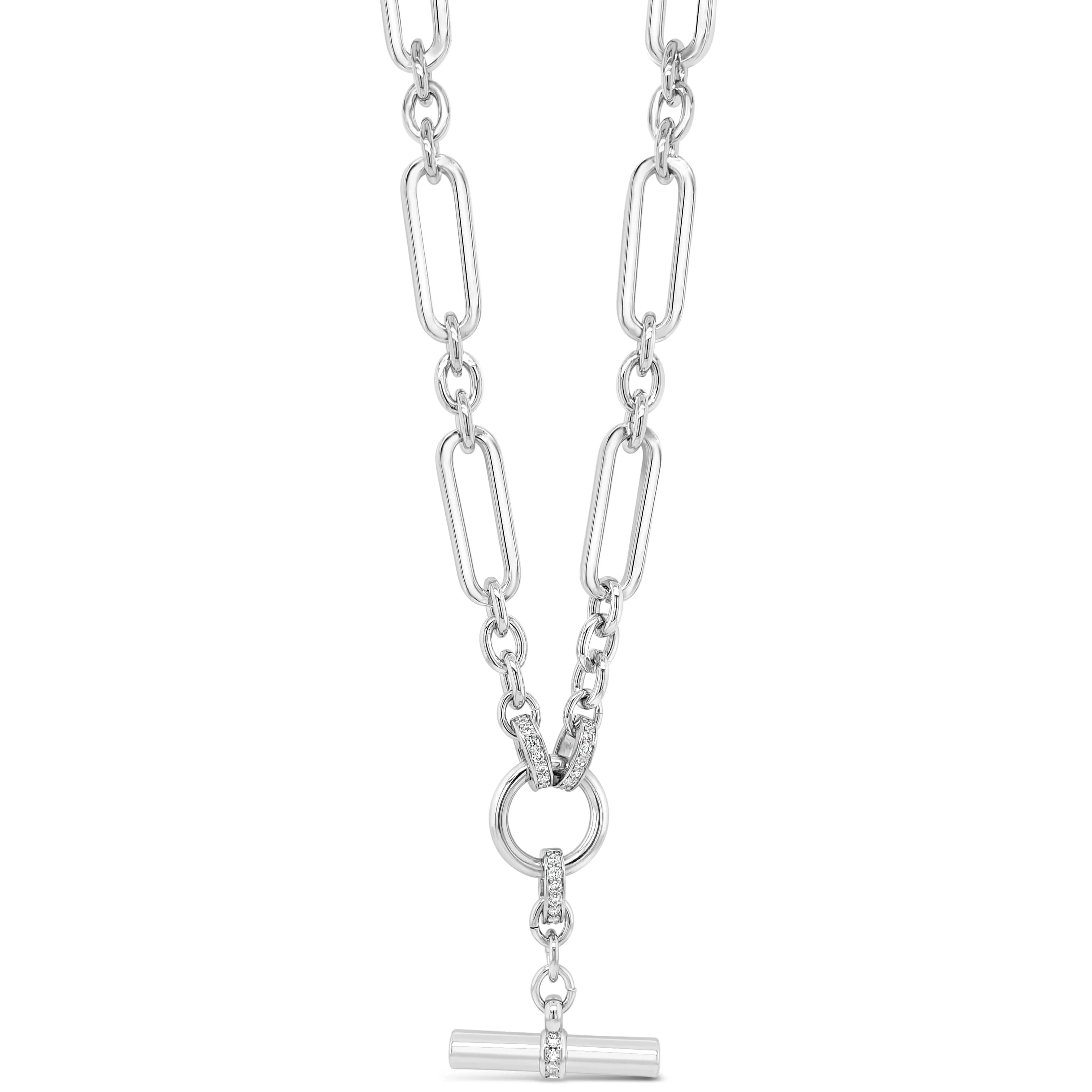 Absolute Silver Oval Link TBar Necklace