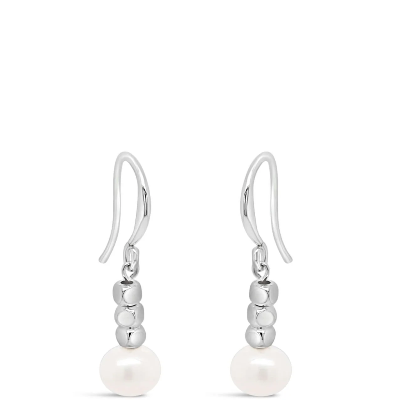 Absolute Silver & Pearl Drop French Hook Earrings