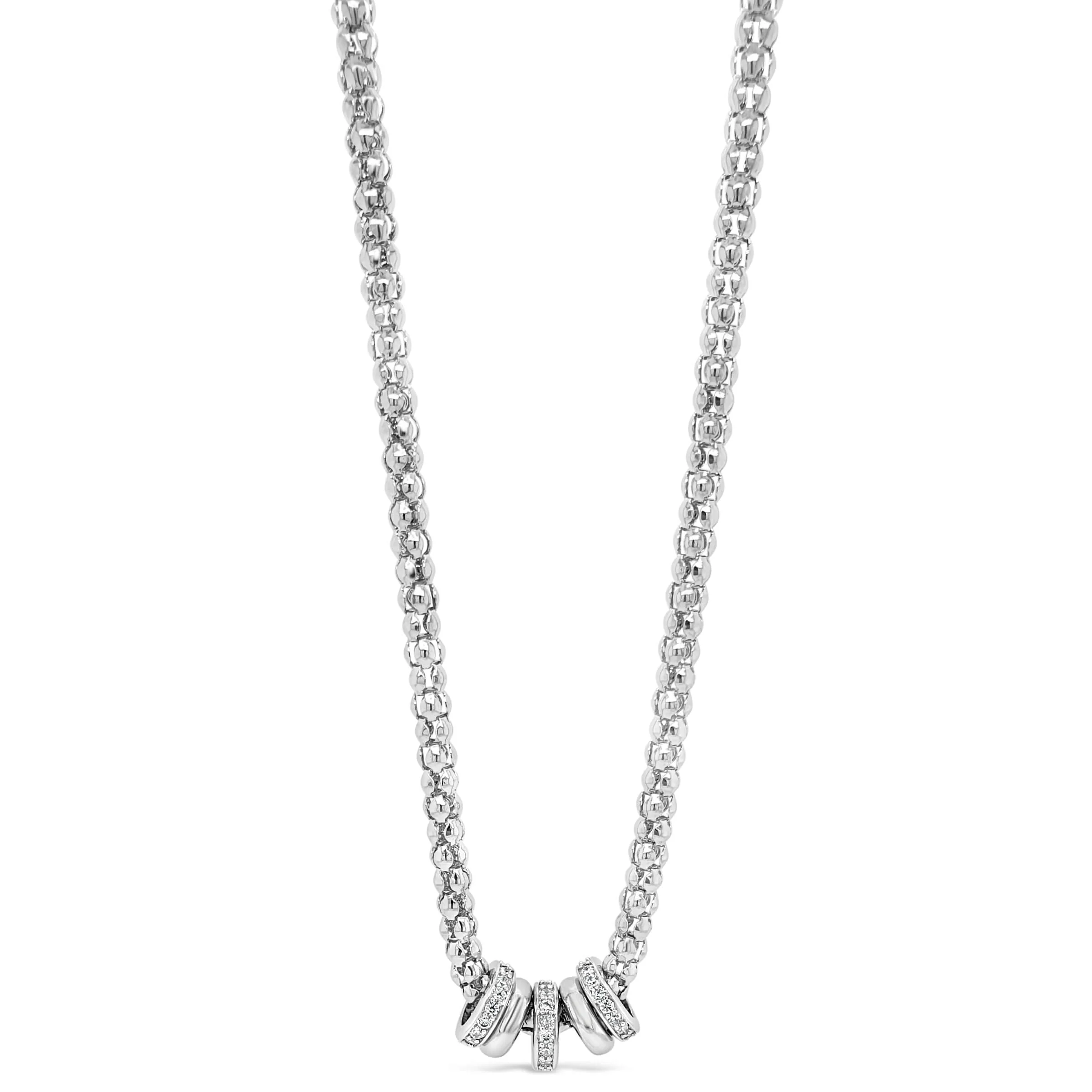 Absolute Silver Round Link Crystal Rings Magnetic Necklace