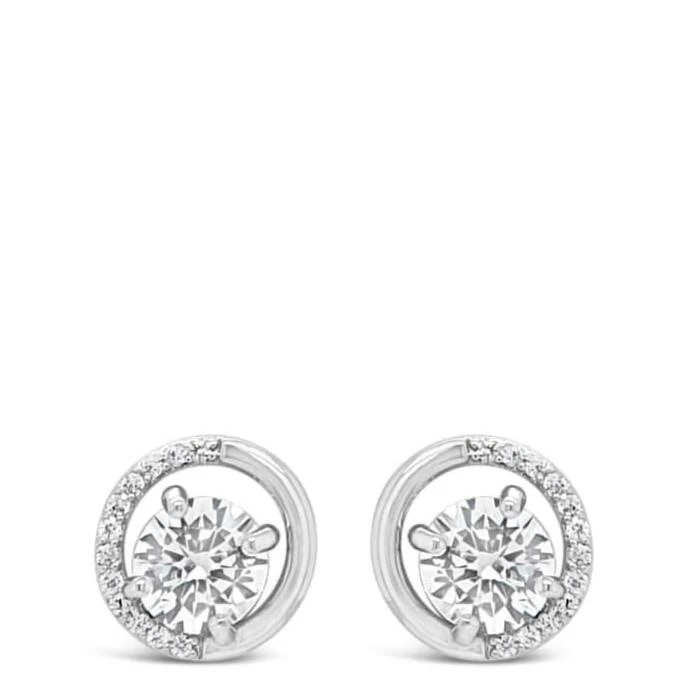 Absolute Silver Small Half Halo Stud Earrings