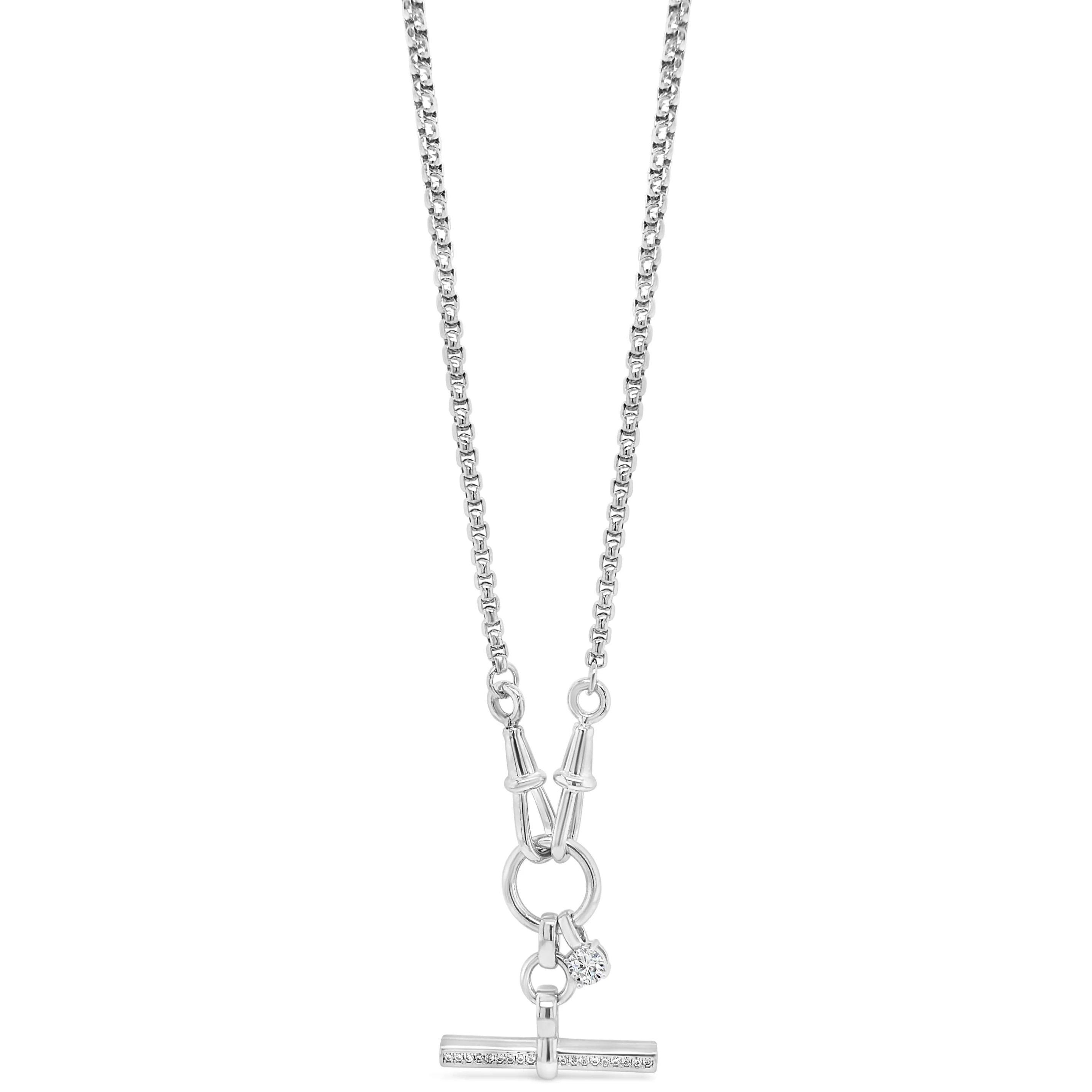 Absolute Silver Small Rolo Link TBar Necklace