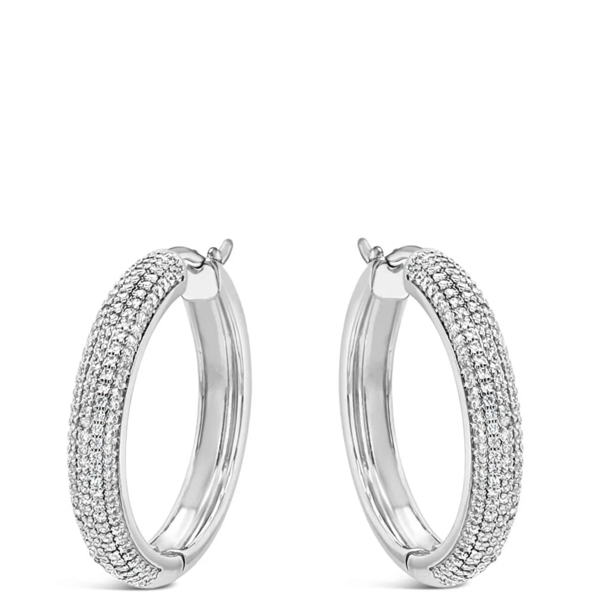 Absolute Silver Sparkly Chunky Large Hoop Earrings