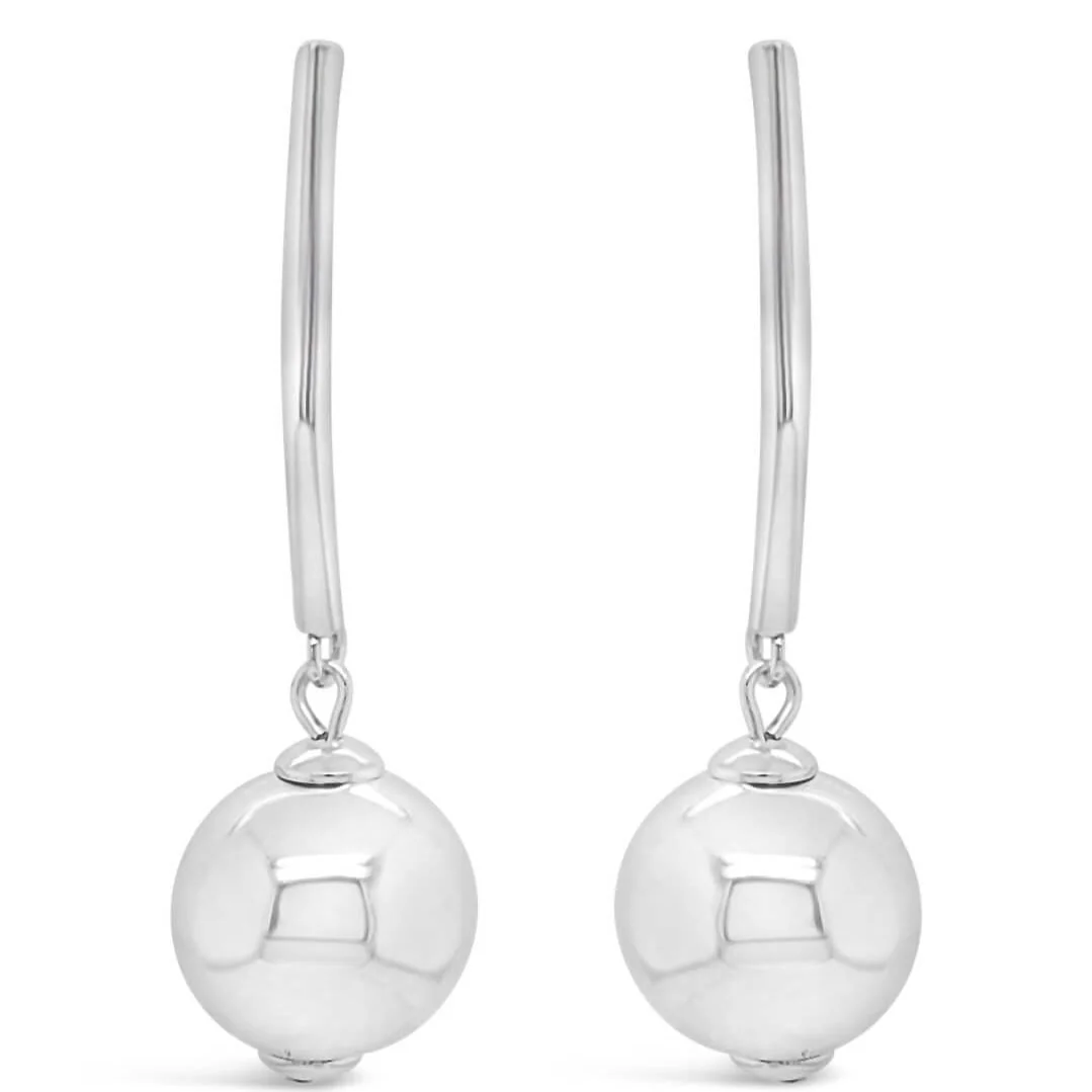 Absolute Silver Sphere Long Drop Earrings