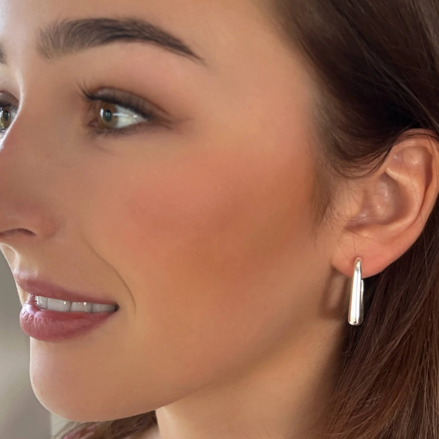 Absolute Silver Square Hoop Earrings - Image 2