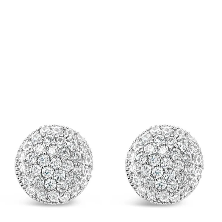 Absolute Silver Sparkle Button Style Earrings