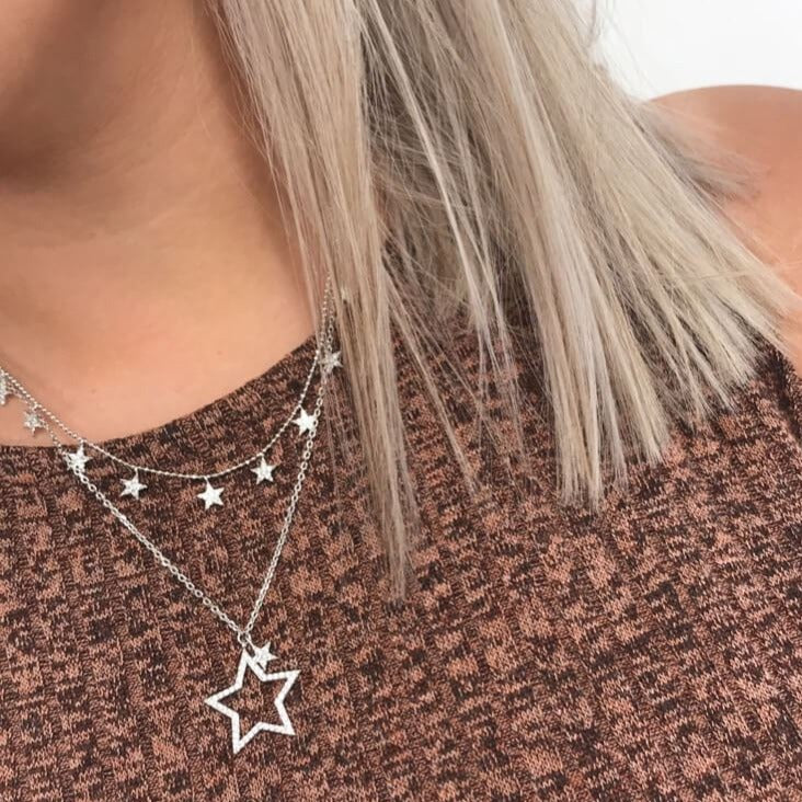 Absolute Silver Double Star Necklace - Image 2