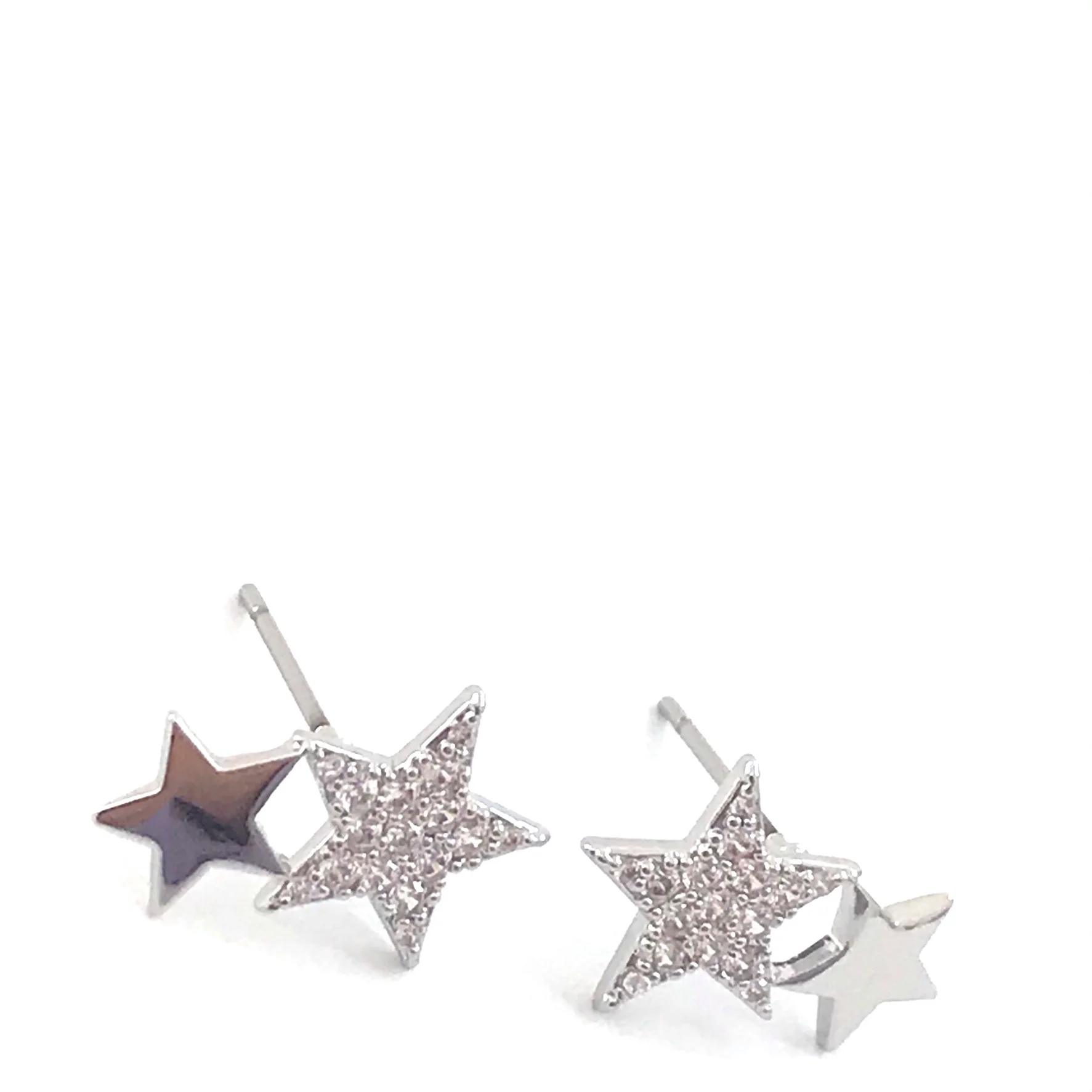 Absolute Double Star Stud Earrings - Silver - Image 3