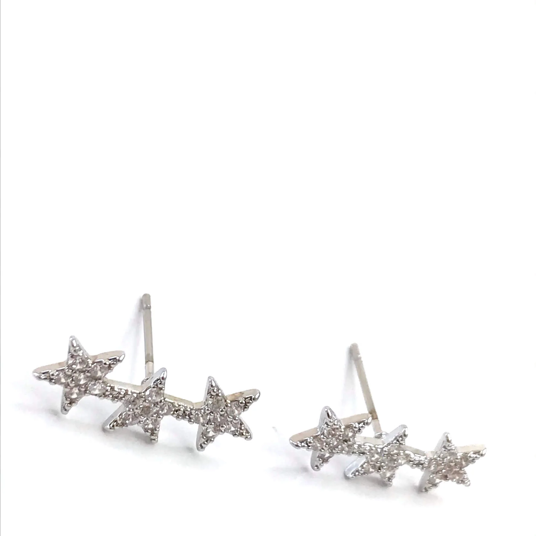 Absolute Triple Star Stud Earrings - Silver - Image 3