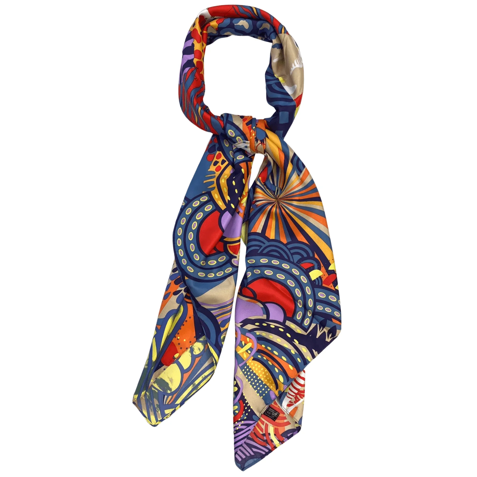 Abstract Animal Print Scarf - Orange/Blue - Image 2