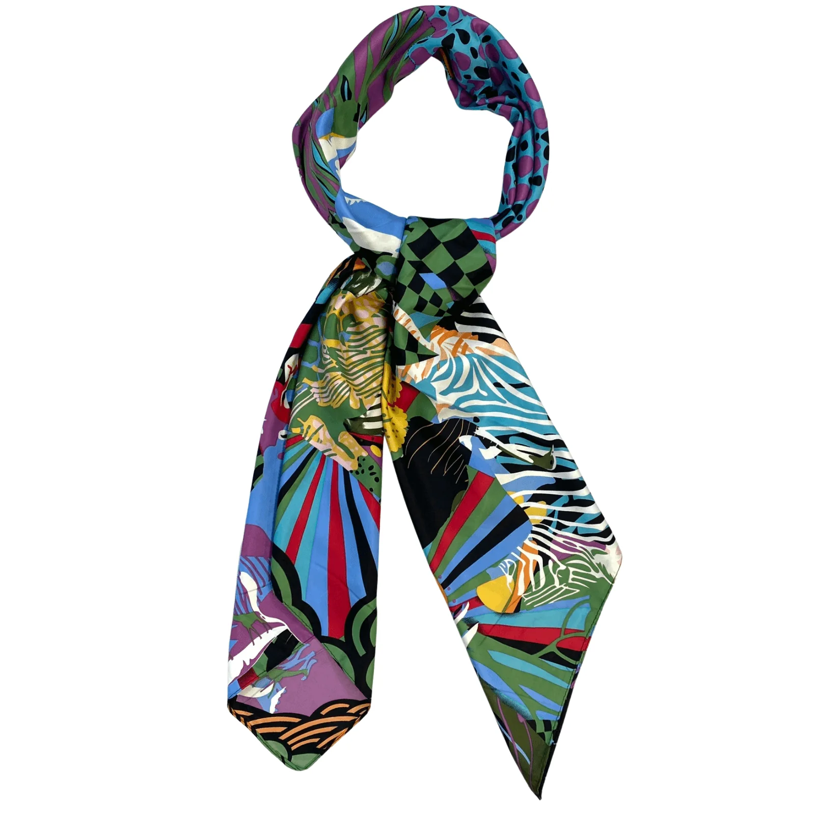 Abstract Animal Print Scarf - Green/Black - Image 2
