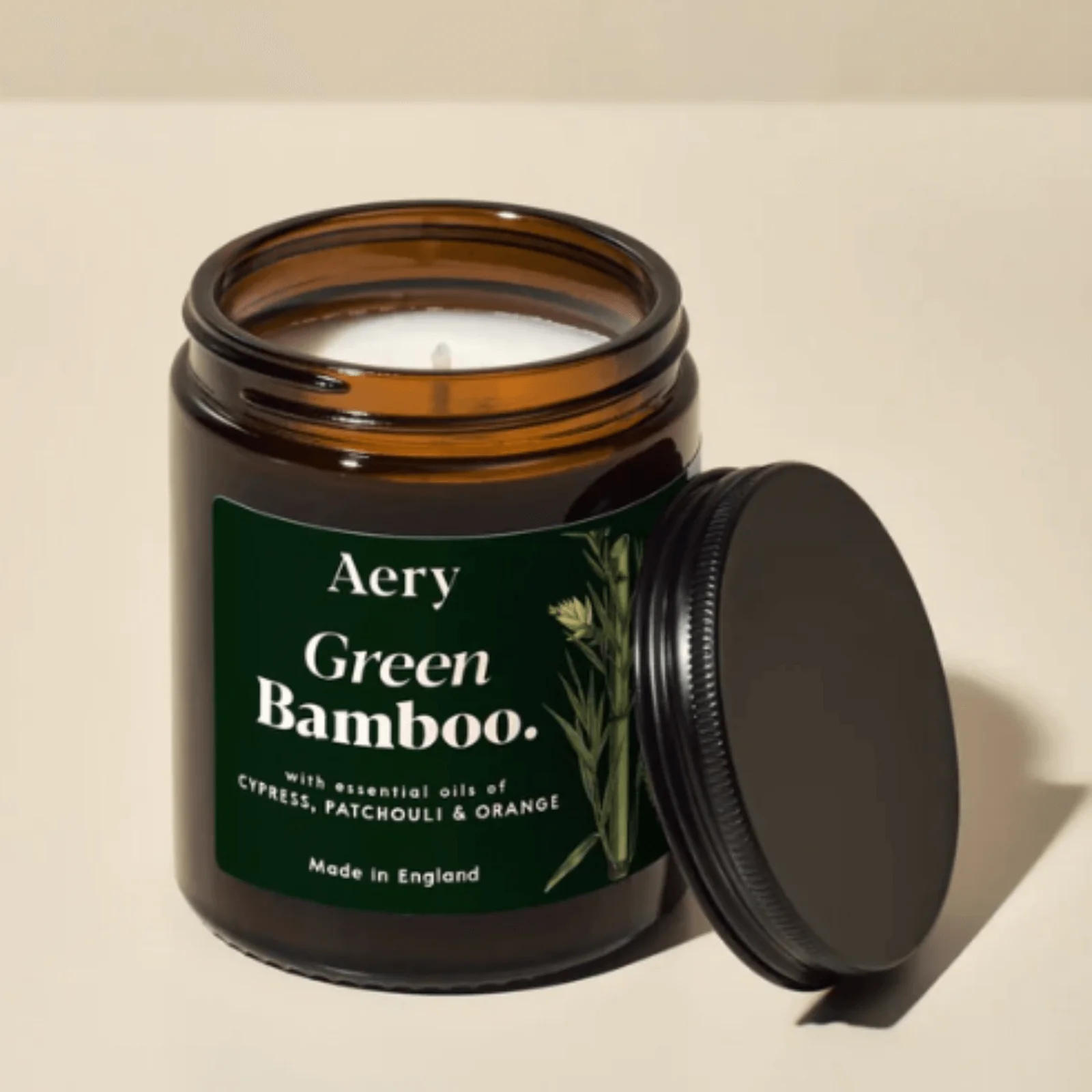 Aery Green Bamboo Scented Jar Candle - Cypress, Patchouli & Orange - Image 2