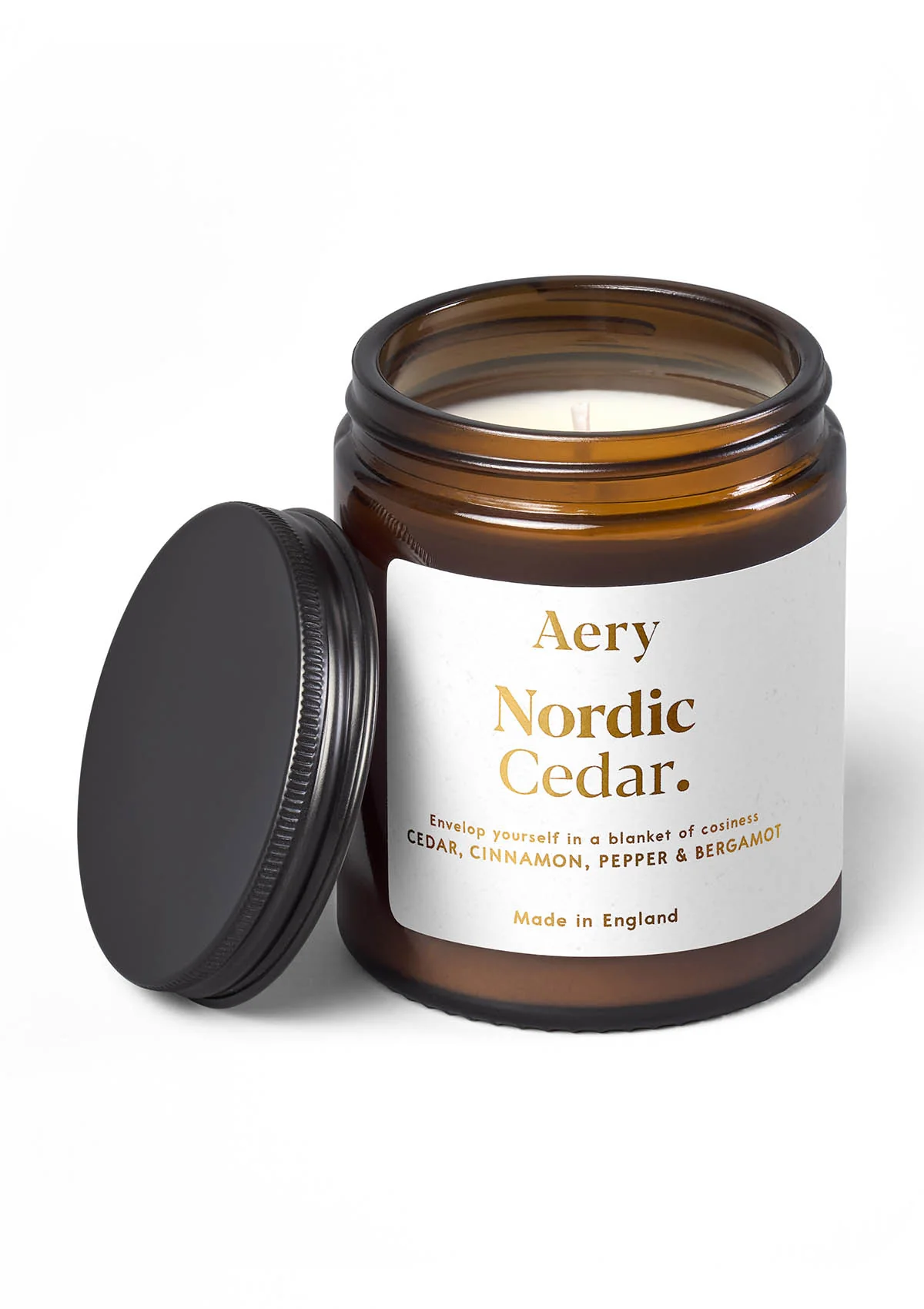 Aery Nordic Cedar Scented Jar Candle - Cedar, Cinnamon & Bergamot - Image 2