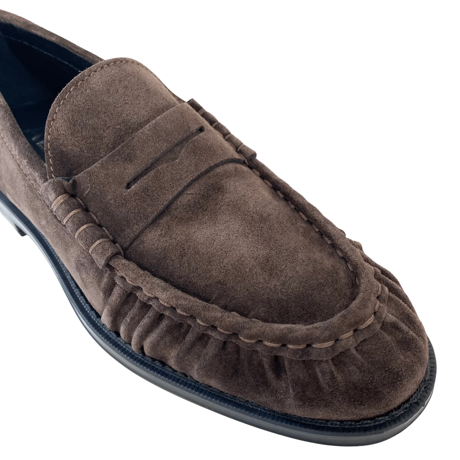 Alpe Dark Brown Suede Flat Loafer Shoes - Image 3