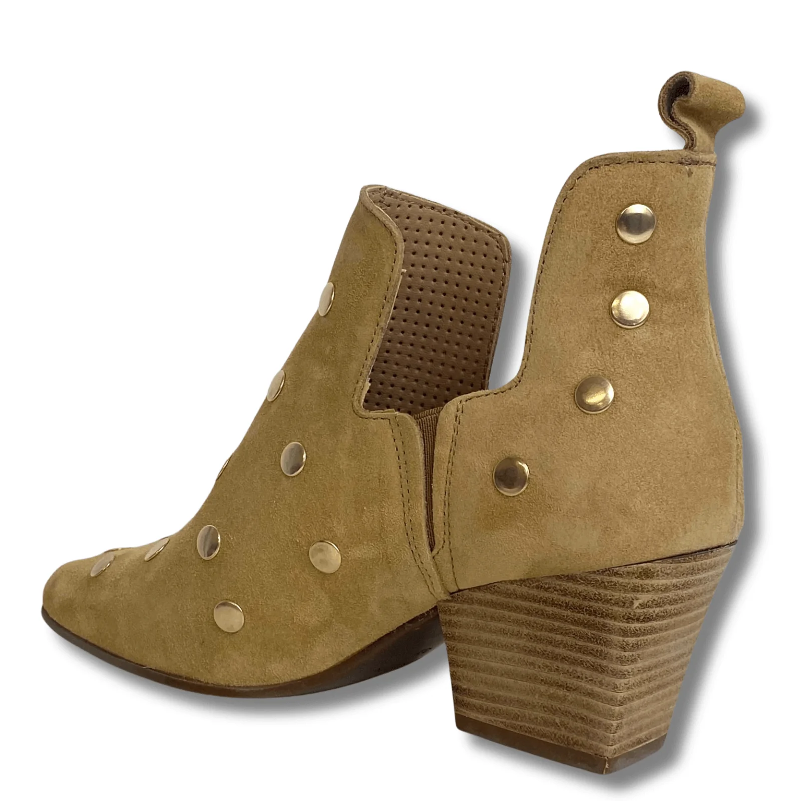 Alpe Gold Studded Camel Leather Low Cut Ankle Boots - Image 3