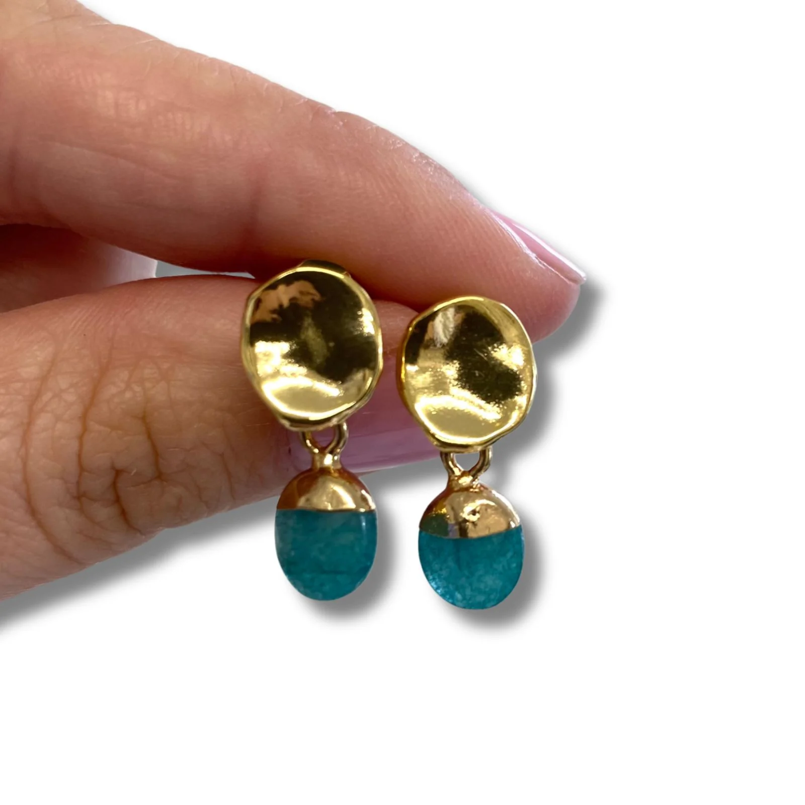 Angela D'Arcy Gold Jade Drop Earrings