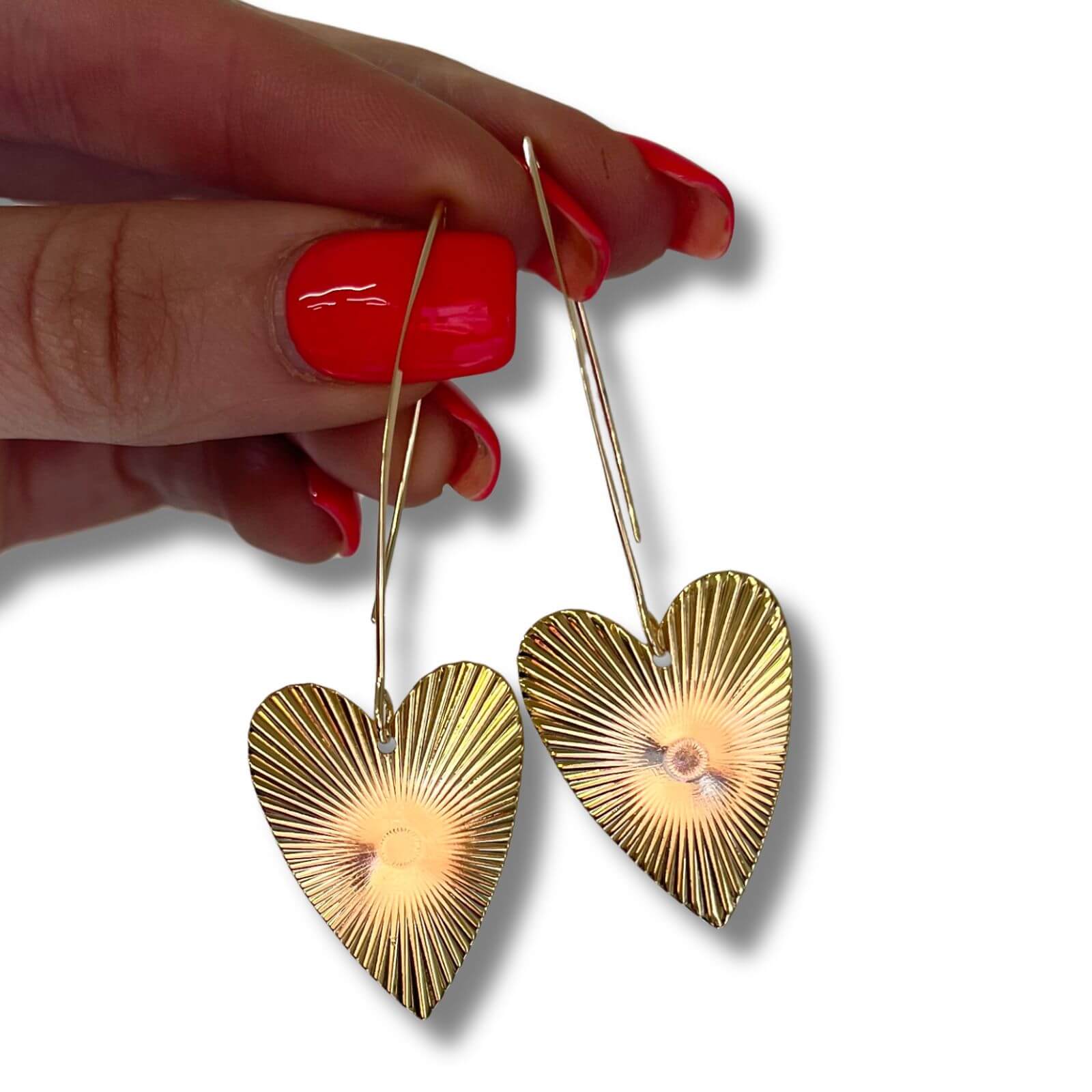 Angela D'Arcy Gold Love Heart Earrings