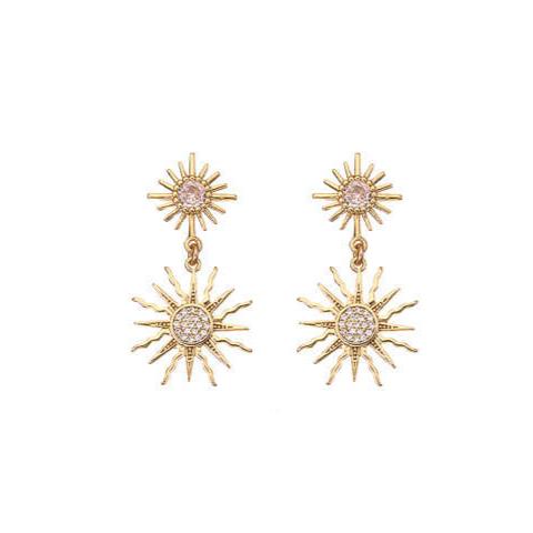 Angela D'Arcy Gold Sun Burst Earrings - Image 2