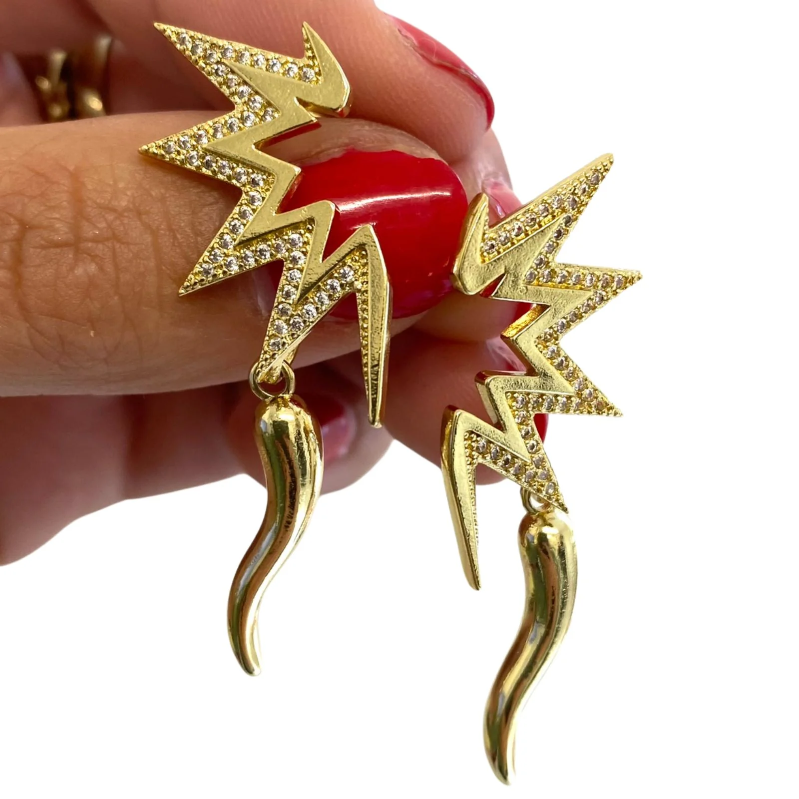 Angela D'Arcy Gold Wings Statement Earrings - Image 2