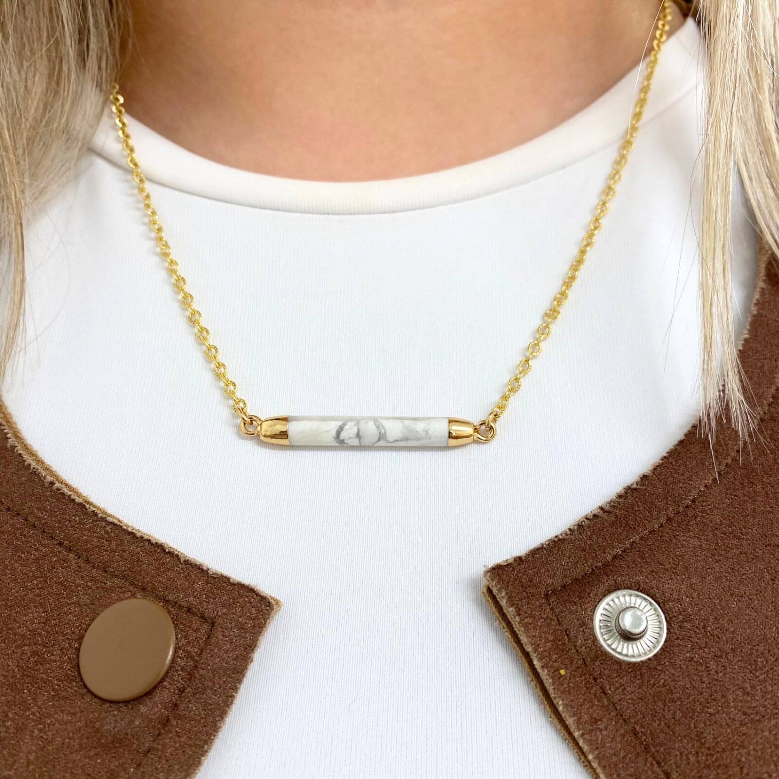 Angela D'Arcy Howlite Bar Necklace