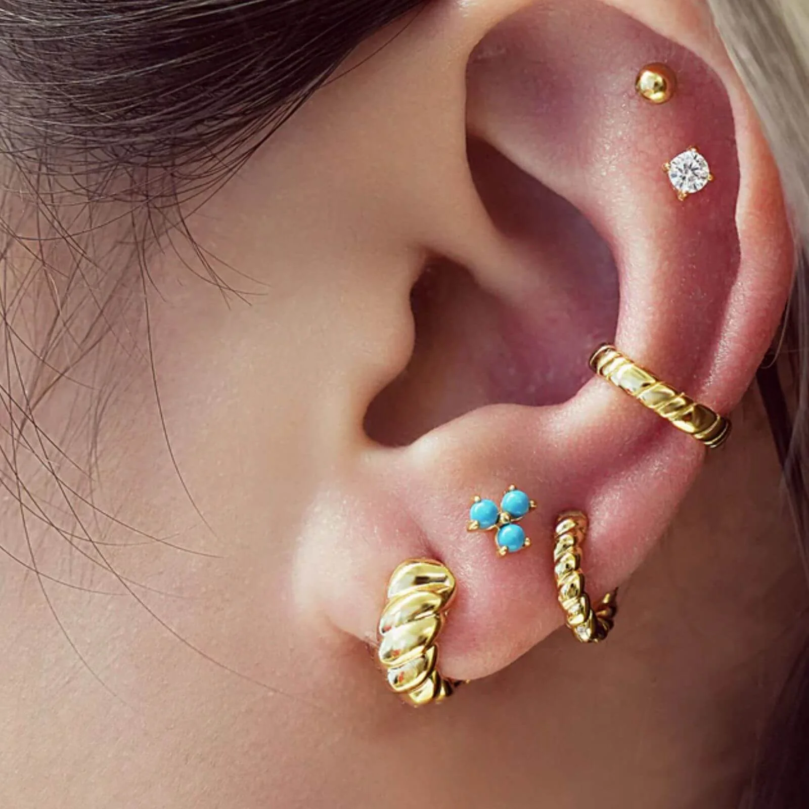Ania Haie Chill Voyager Gold Texture Small Hoop Earrings - Image 2