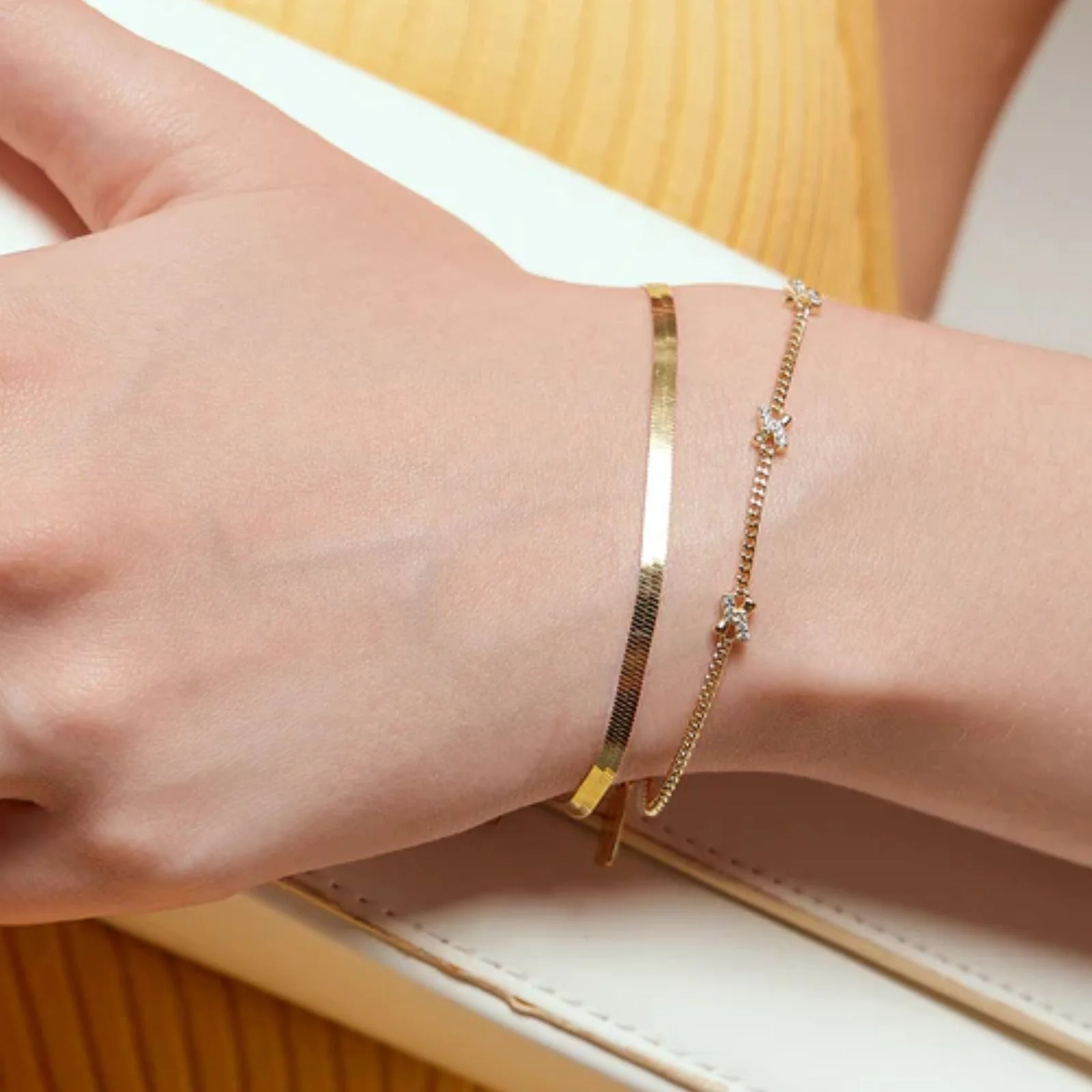 Ania Haie Dusk Divas Gold Cross Station Bracelet - Image 2
