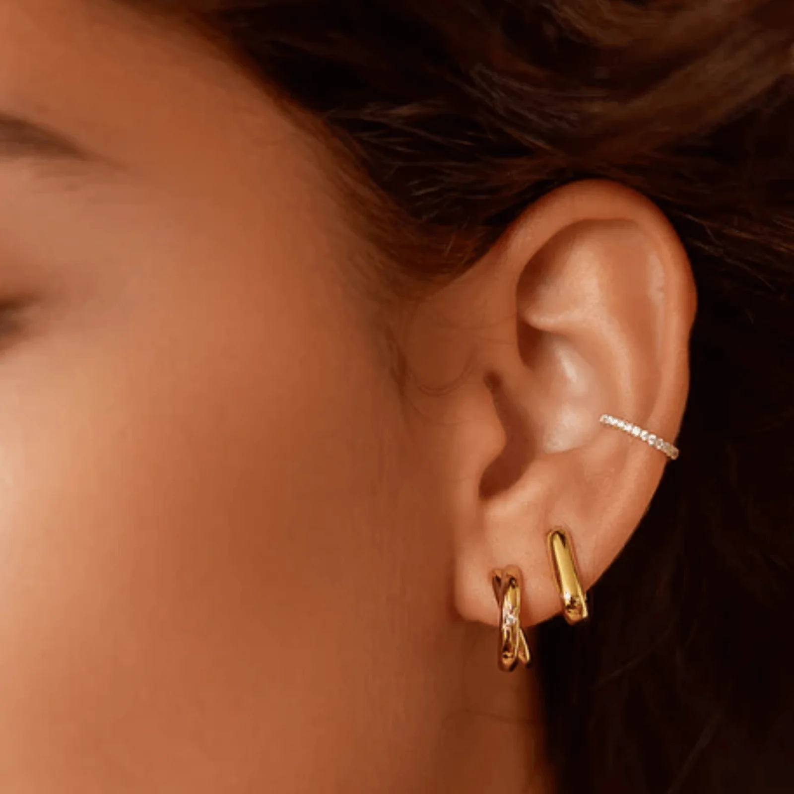 Ania Haie Dusk Divas Gold Crossover Hoop Earrings - Image 2