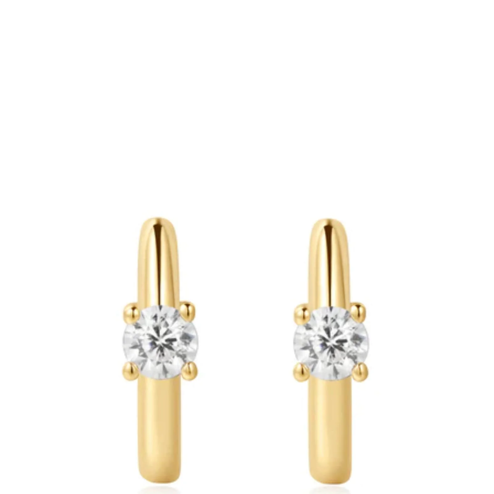 Ania Haie Dusk Divas Gold Solitaire Cubic Zirconia Mini Huggie Hoop Earrings - Image 2