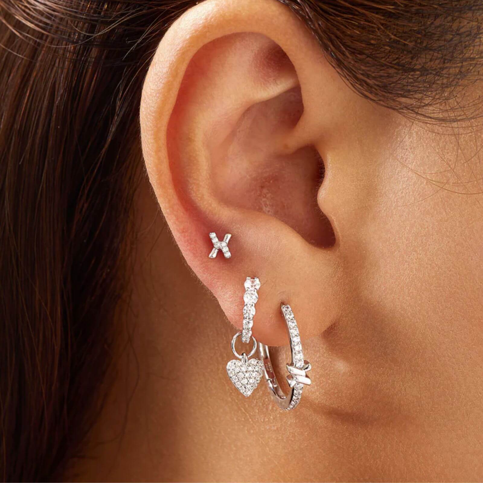 Ania Haie Dusk Divas Silver Cross Cubic Zirconia Stud Earrings - Image 2