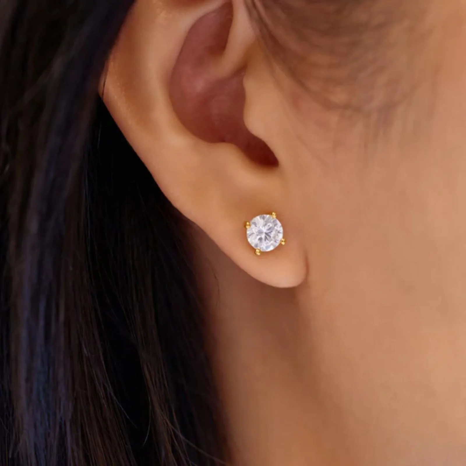 Ania Haie Glimmer Glow Gold Just You Solitaire Stud Earrings - Image 3