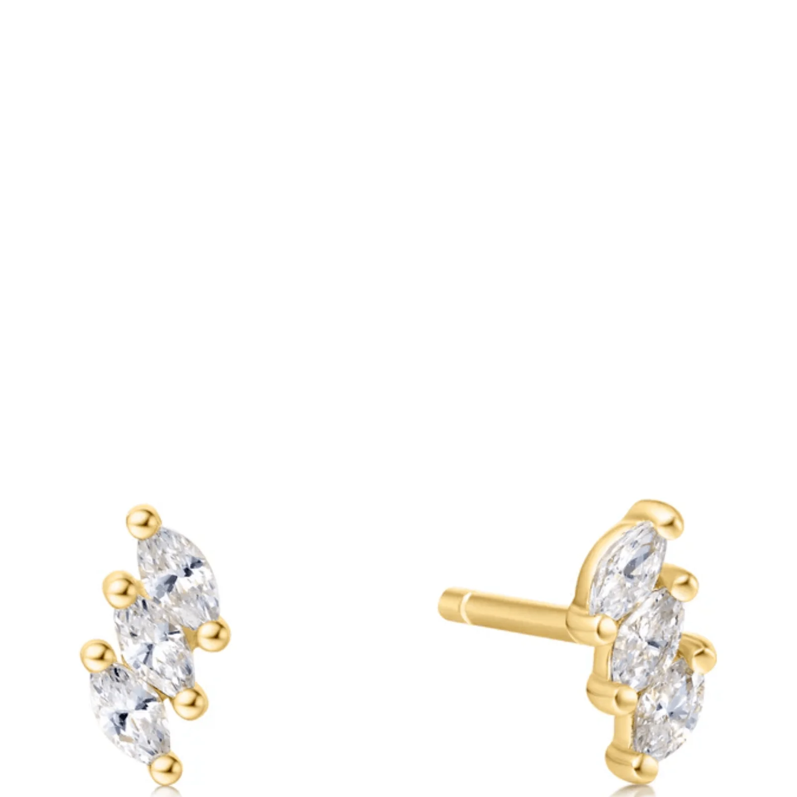 Ania Haie Gold Triple Marquise Stud Earrings
